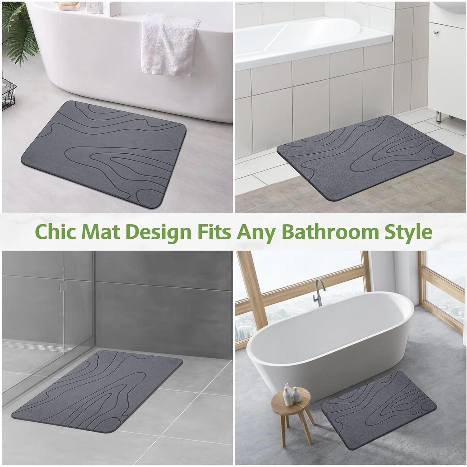 Alfombra de Baño de Piedra Diatomácea Lydia 60x39 cm Gris