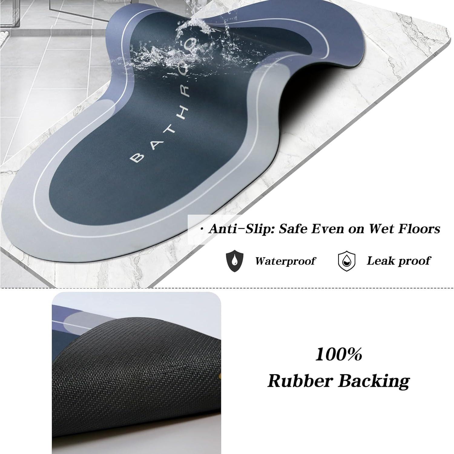 Alfombrilla de baño antideslizante Deparnit 46x69 cm Azul