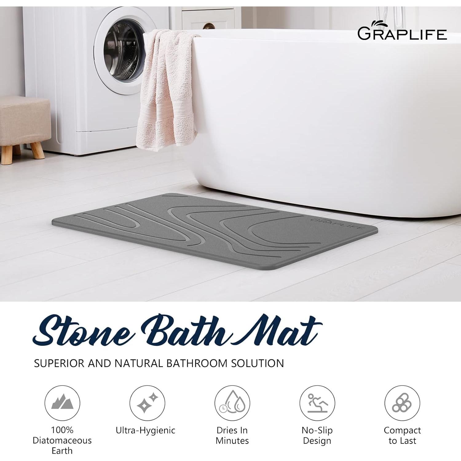 Alfombra de Baño Graplife de Diatomita 60x39 Gris Oscuro