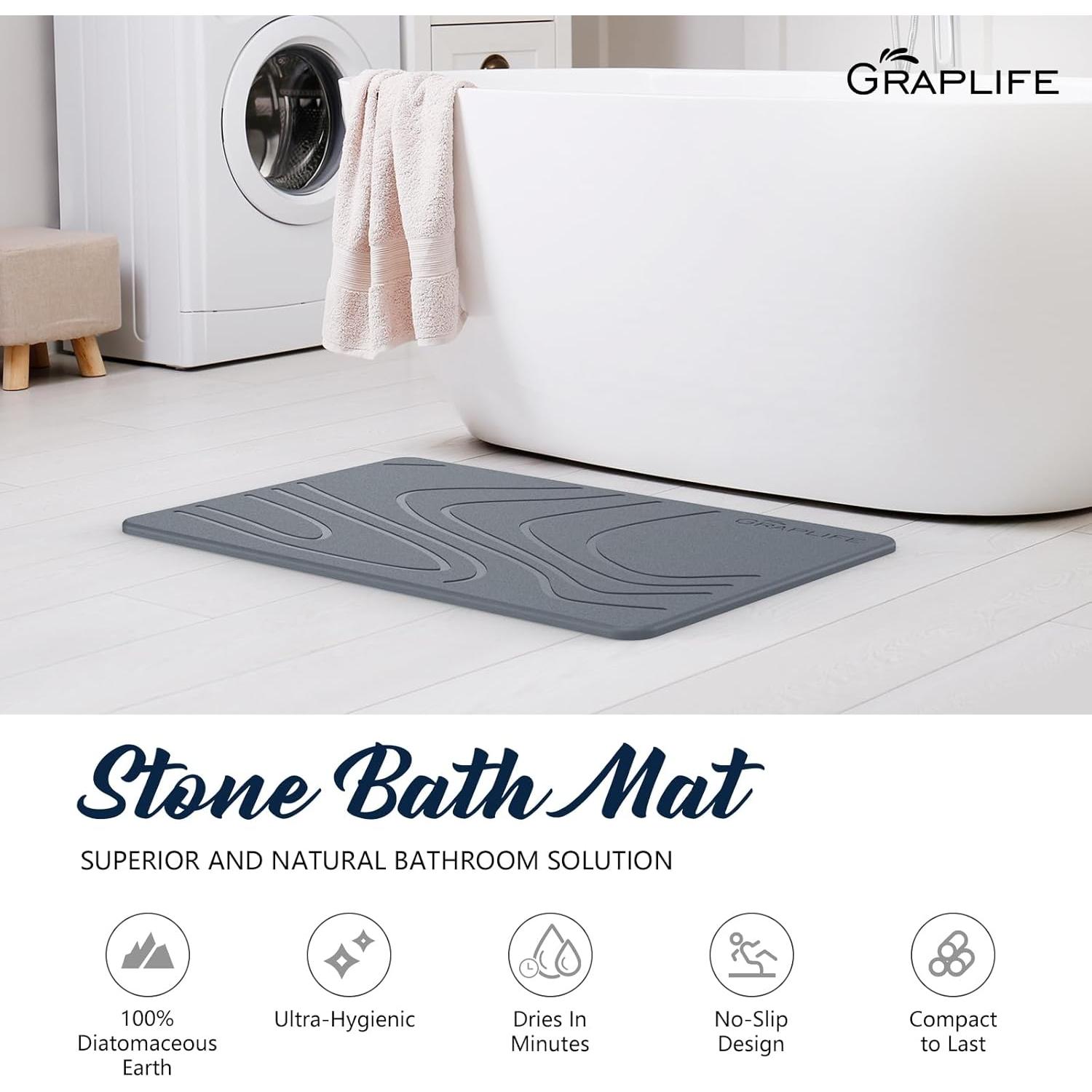 Alfombra de Baño Graplife de Diatomita 60x39 Gris Oscuro