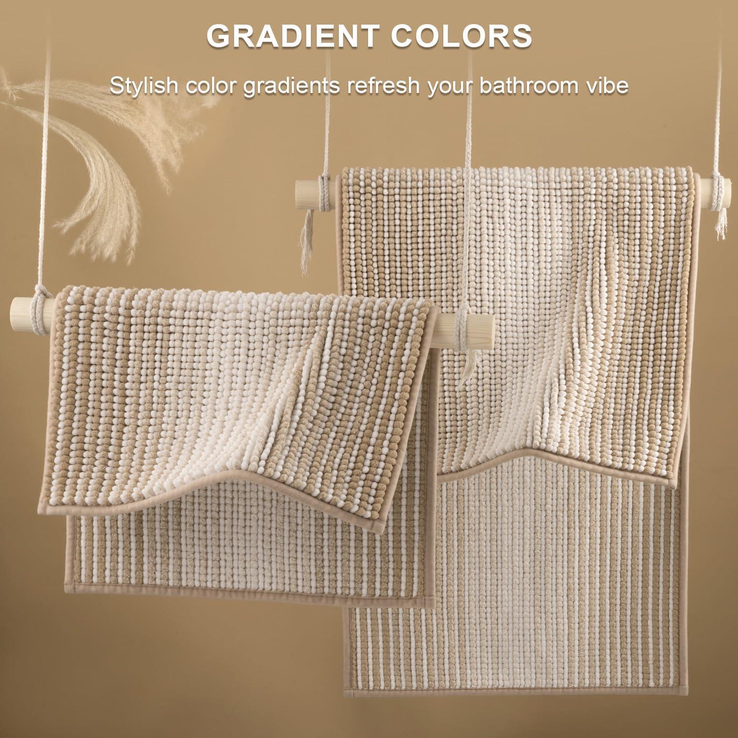 Alfombrillas de Baño BSICPRO Chenilla 2 Piezas Beige 50.8x119.4cm