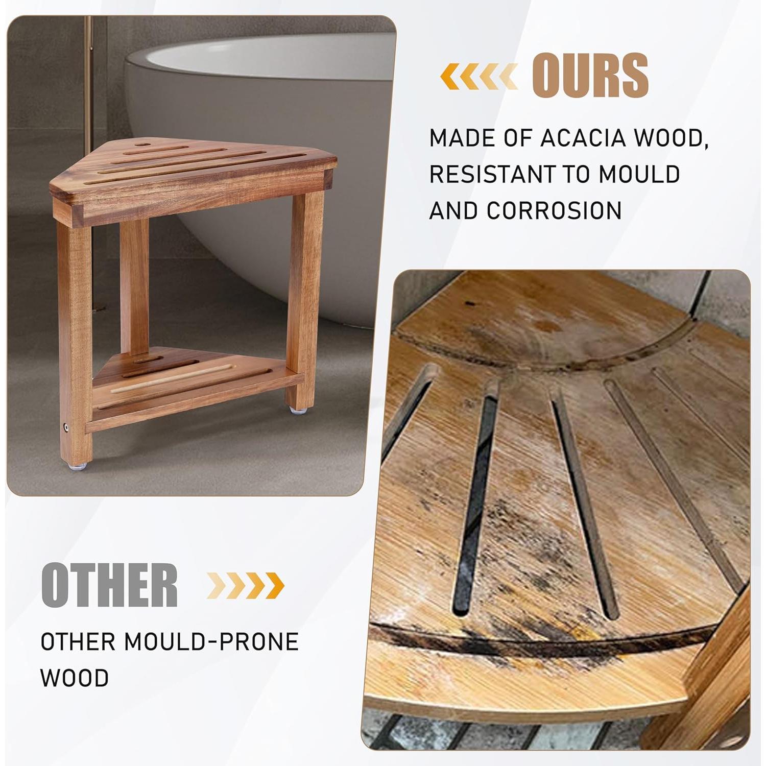 Taburete de Ducha Boulphia de Madera de Acacia 35.6cm