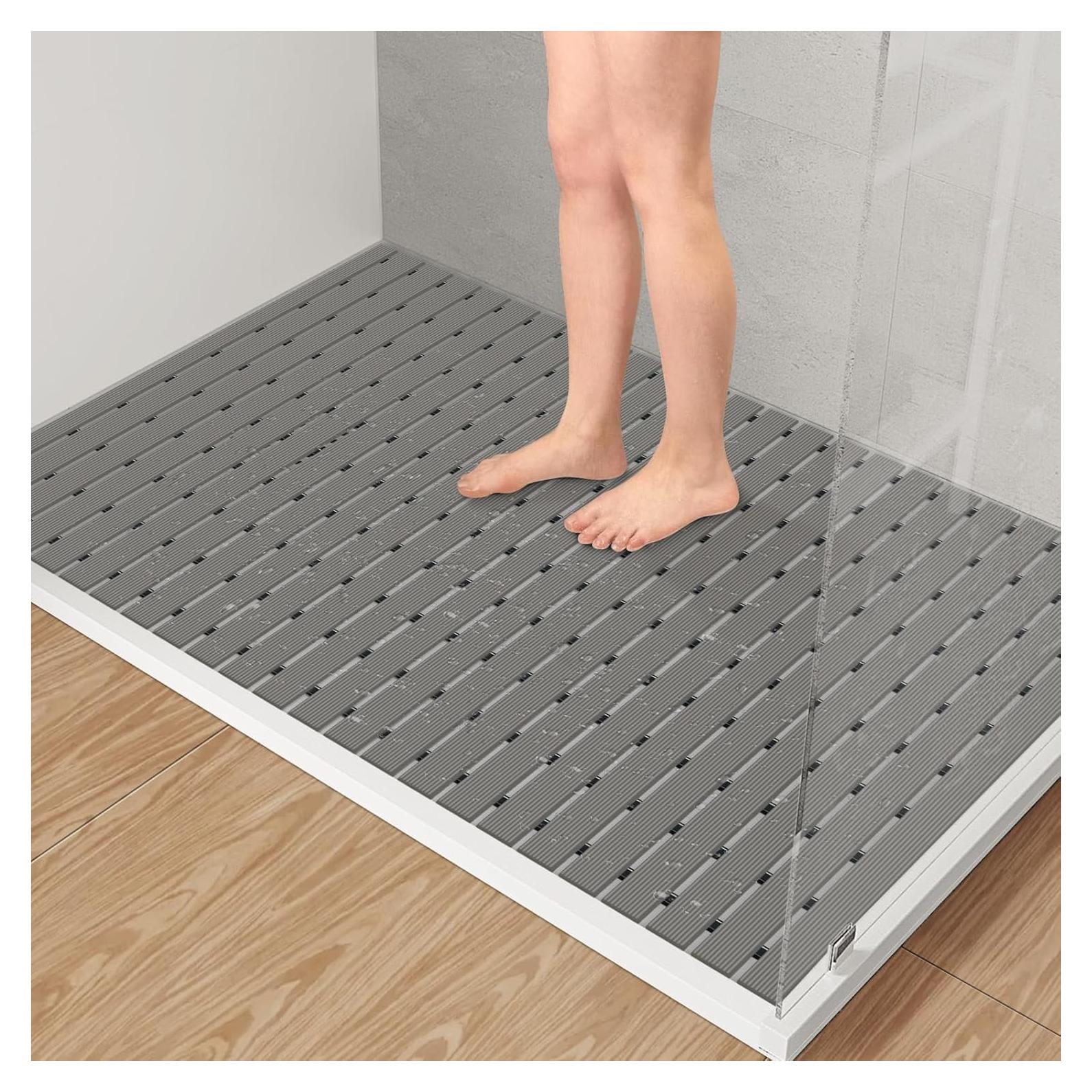 Alfombrilla de Ducha Antideslizante Yolife 90x60cm PVC Gris