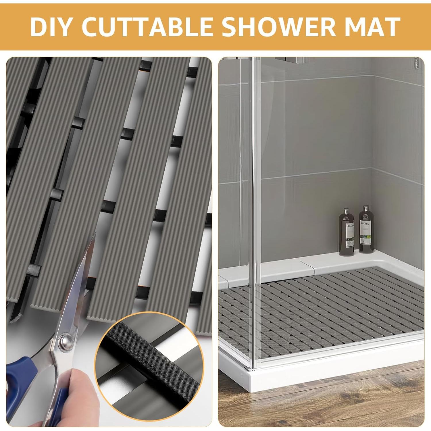 Alfombrilla de Ducha Antideslizante Yolife 90x60cm PVC Gris