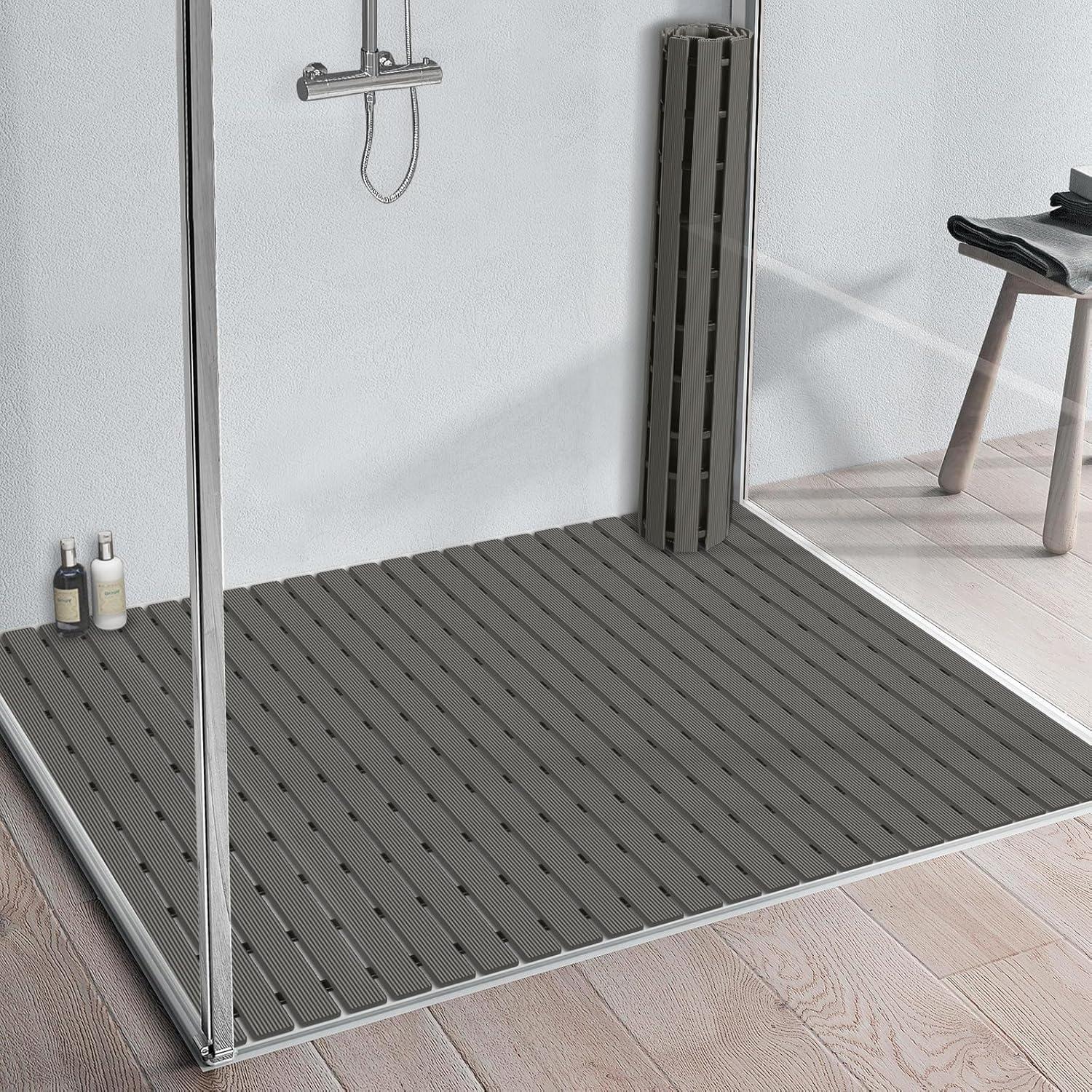 Alfombrilla de Ducha Antideslizante Yolife 90x60cm PVC Gris