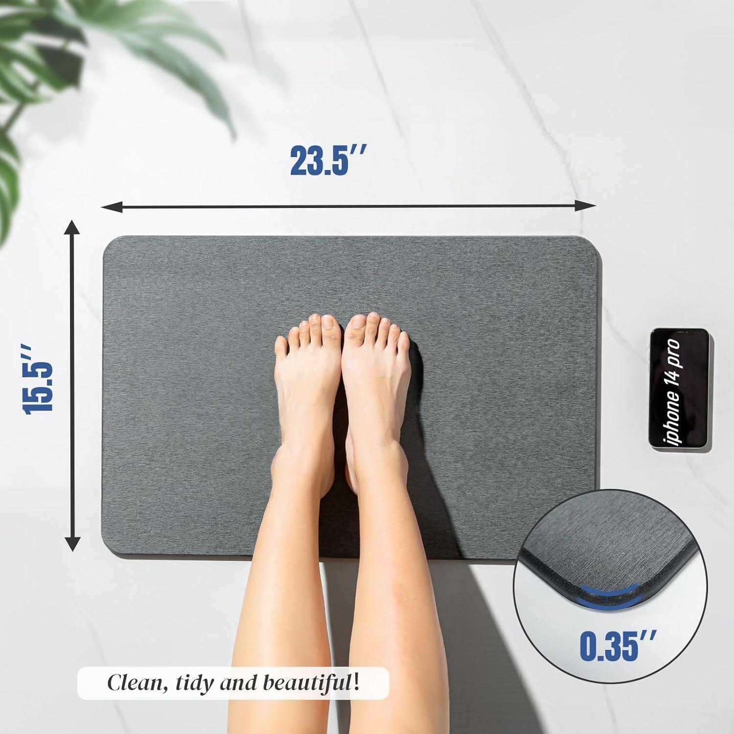 Alfombra de Baño Plentio Diatomita Antideslizante 60x39cm Gris