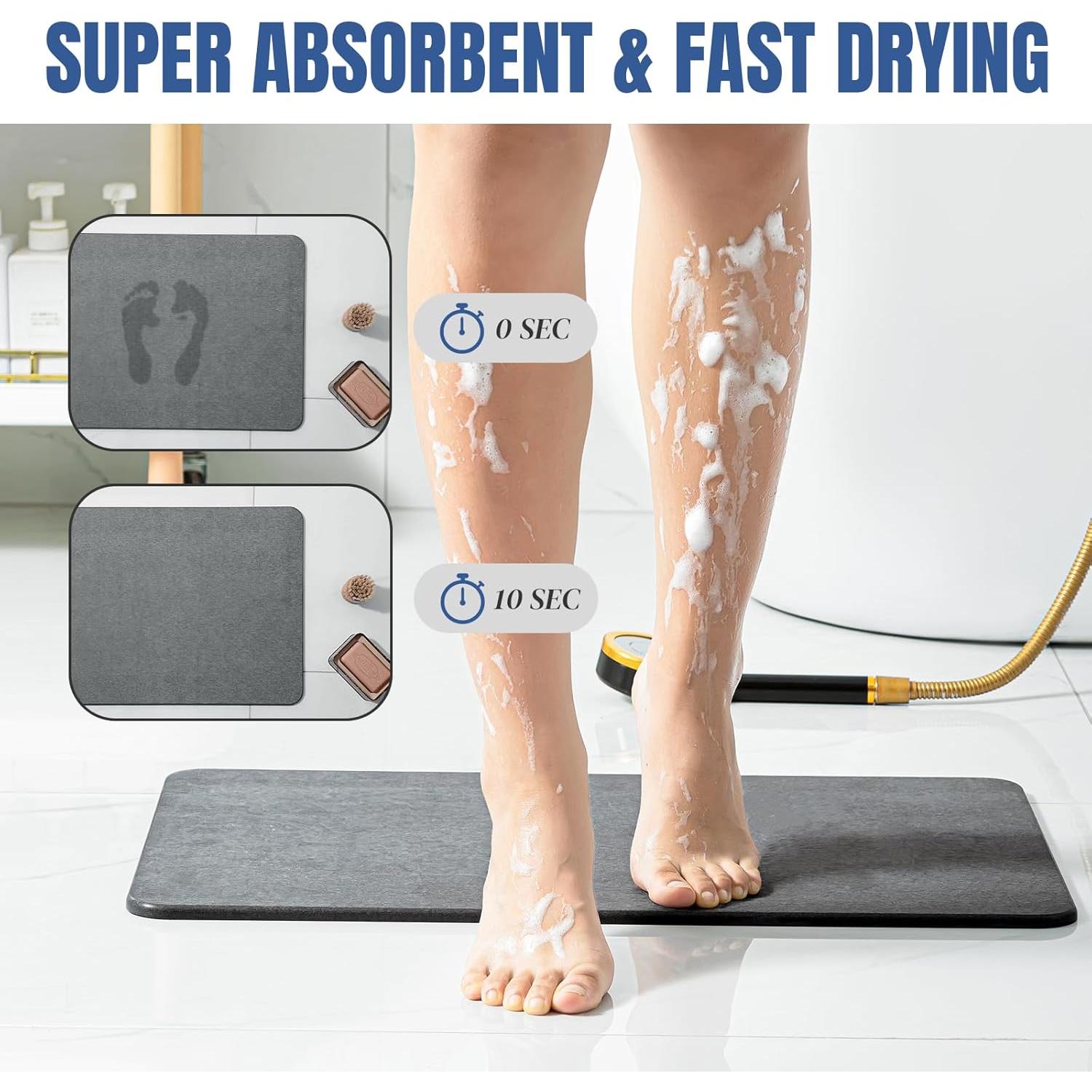 Alfombra de Baño Plentio Diatomita Antideslizante 60x39cm Gris