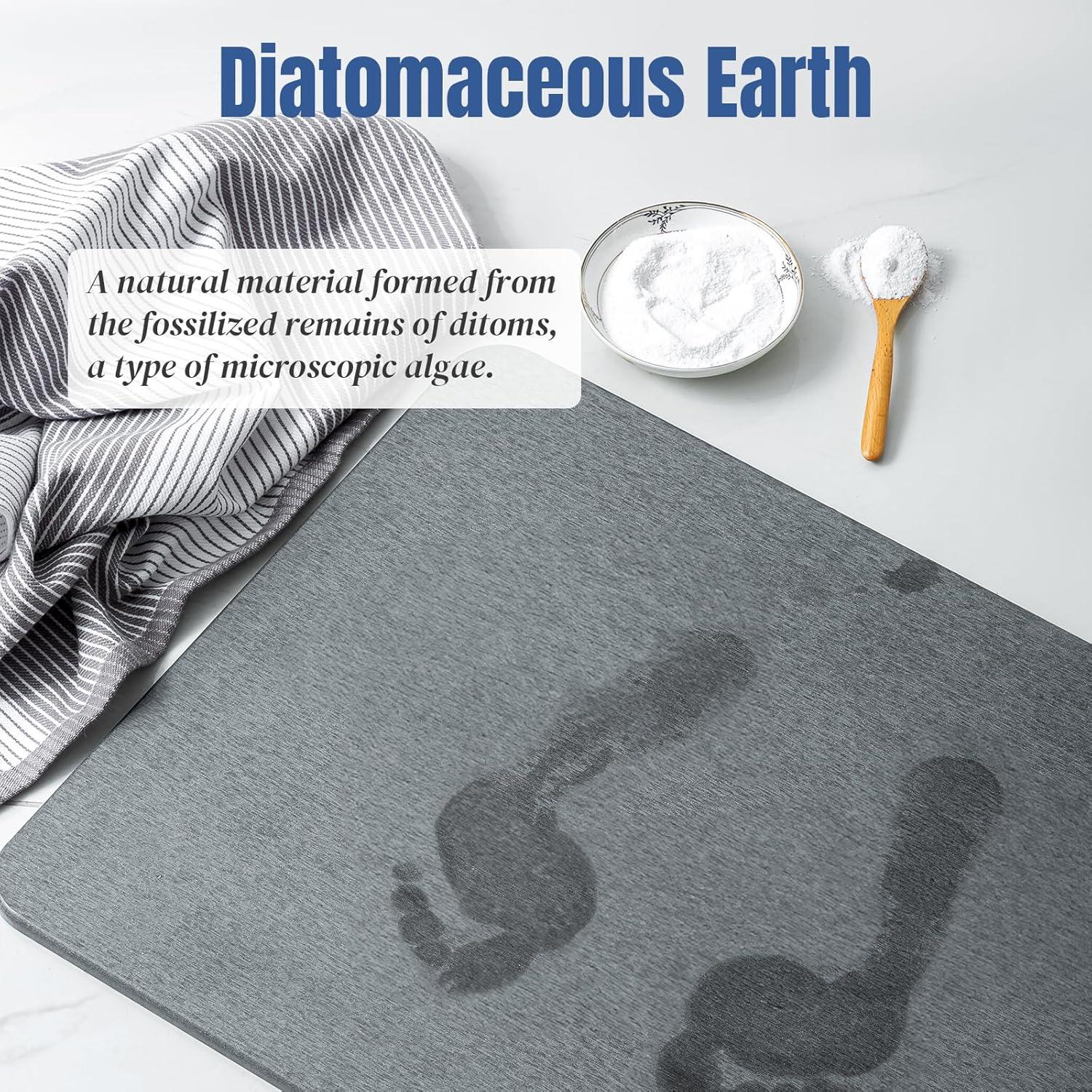 Alfombra de Baño Plentio Diatomita Antideslizante 60x39cm Gris