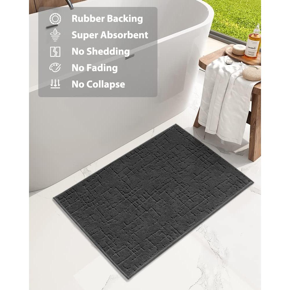 Alfombra de Baño AMOAMI Gris Oscuro 43x61cm Antideslizante