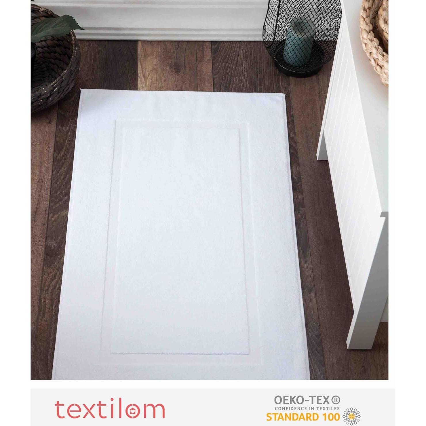 TEXTILOM Juego de 2 Alfombrillas de Baño Algodón 50x86 cm Blanco
