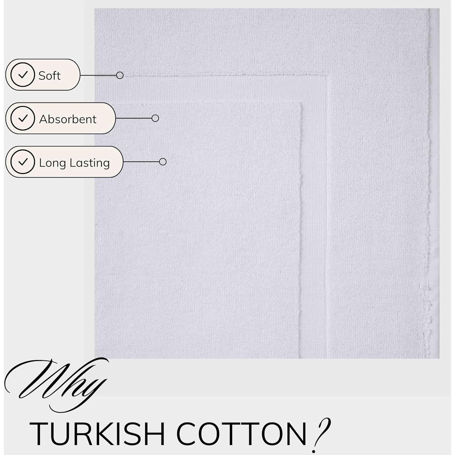 TEXTILOM Juego de 2 Alfombrillas de Baño Algodón 50x86 cm Blanco