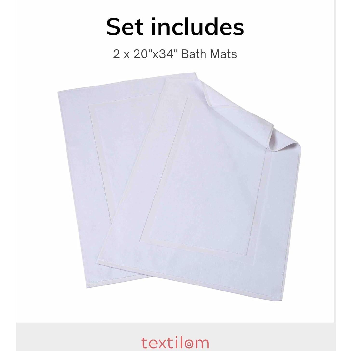 TEXTILOM Juego de 2 Alfombrillas de Baño Algodón 50x86 cm Blanco