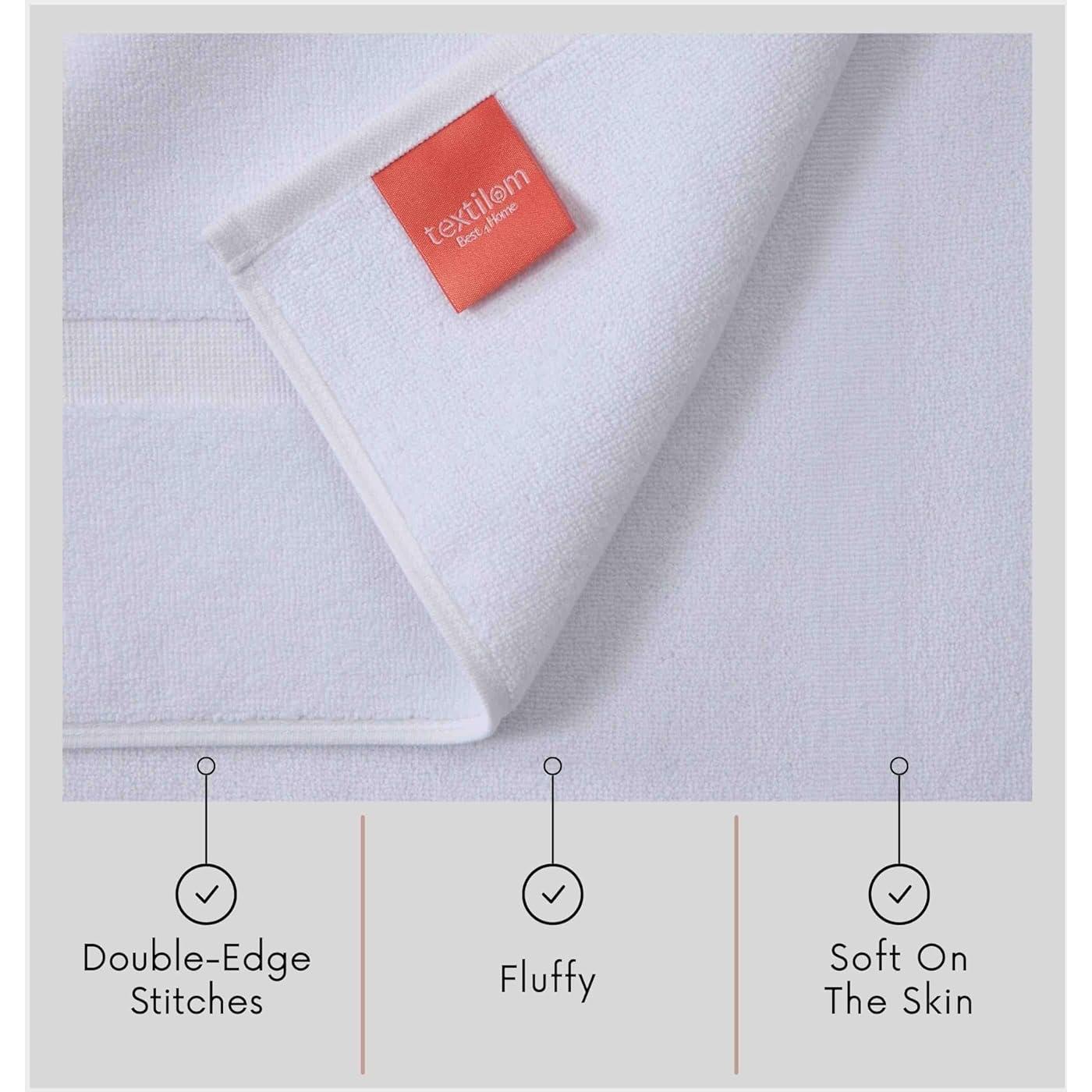 TEXTILOM Juego de 2 Alfombrillas de Baño Algodón 50x86 cm Blanco