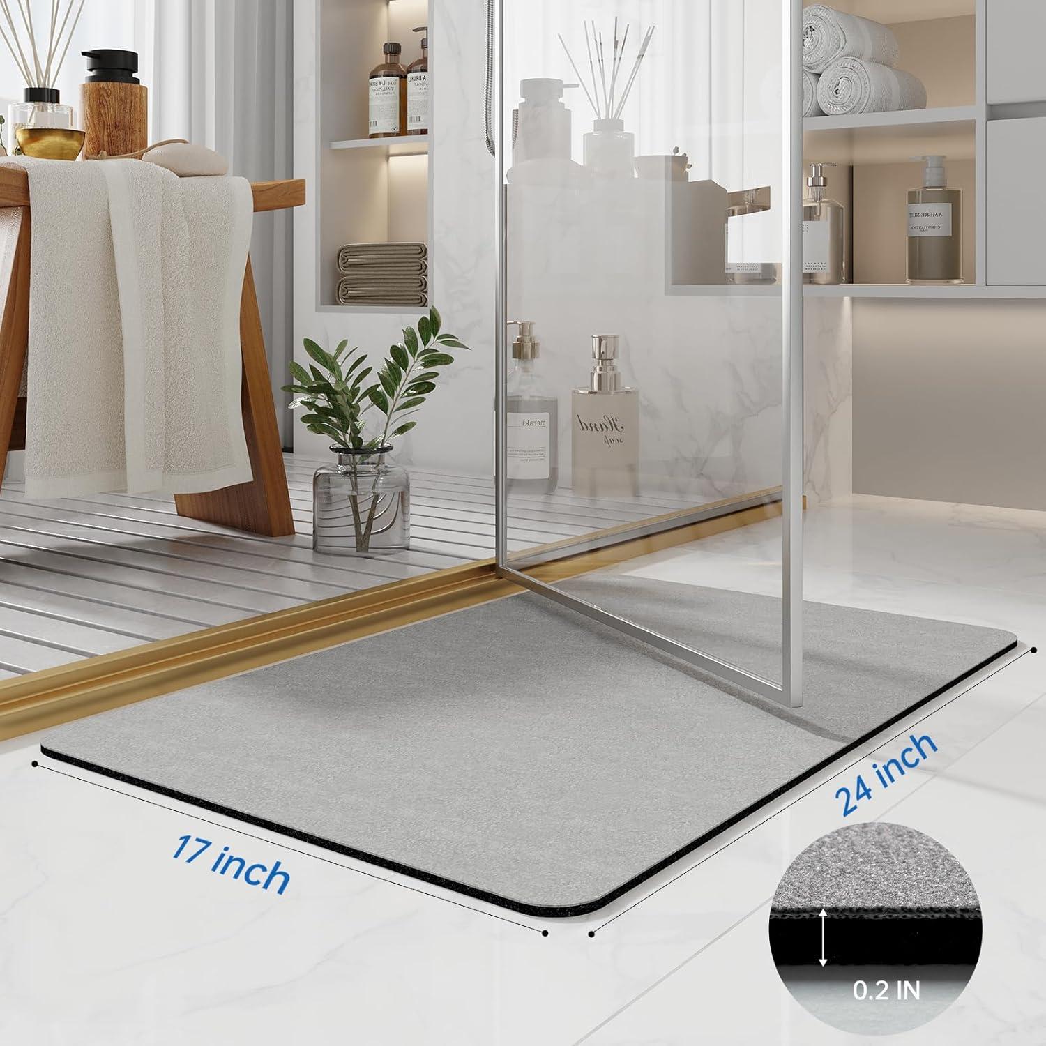 Alfombrilla de baño Earcu 61x43 cm Antideslizante Gris