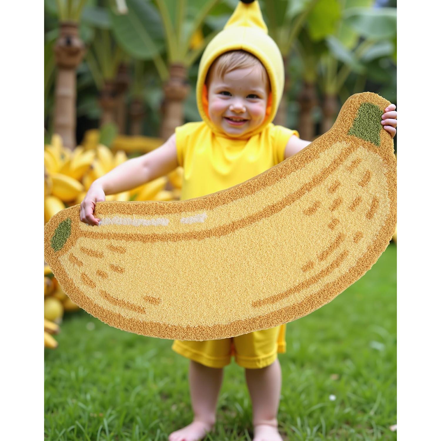 LUMI Cute Bathroom Rugs, Funny Fruit Runner Rug, Soft Plush Fluffy Bath Mat, Absorbent, Non-Slip for Bathroom, Kitchen Sink, Bedroom, Kid's Bedroom, and Living Room, 18.5"x39.5", Banana