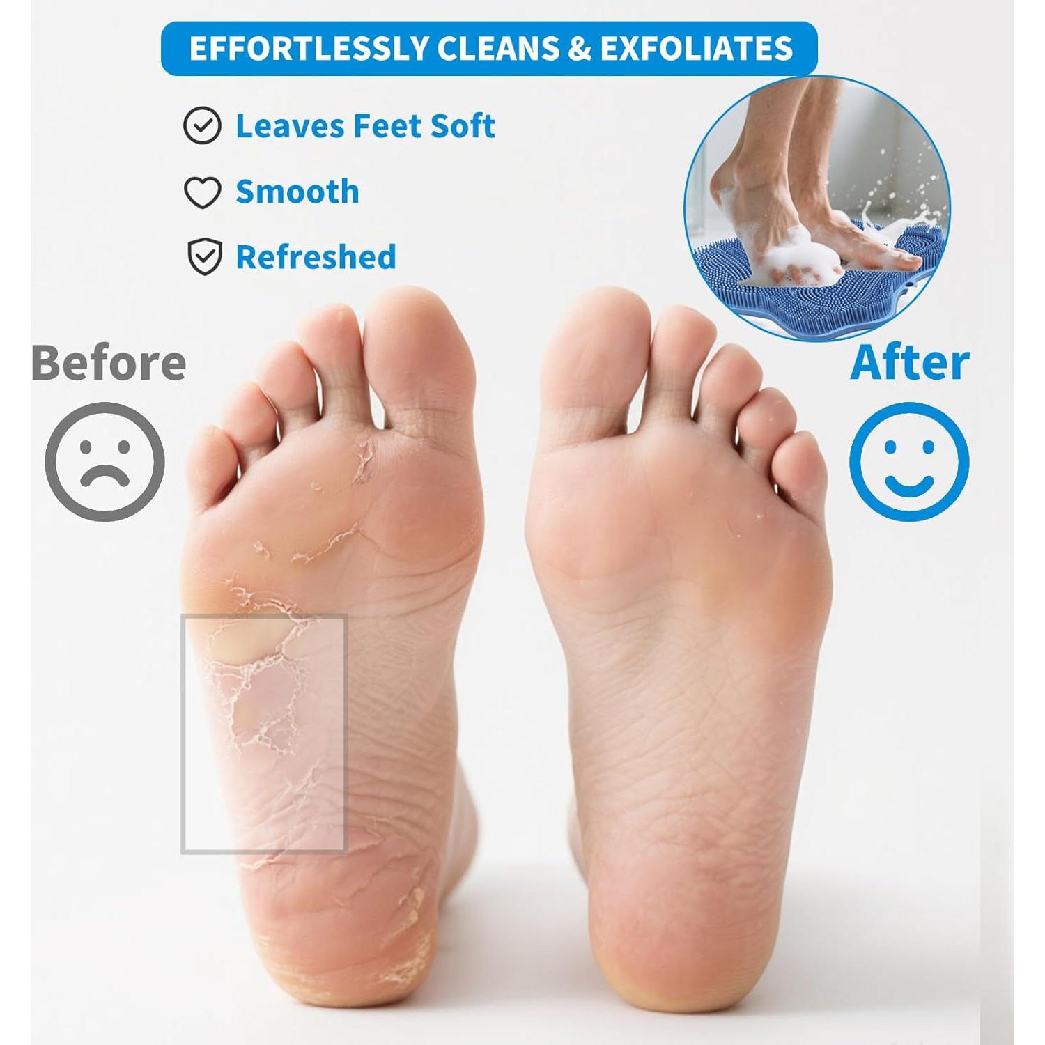 Alfombrilla de Fregado para Pies y Espalda Merleu Azul 30x28cm