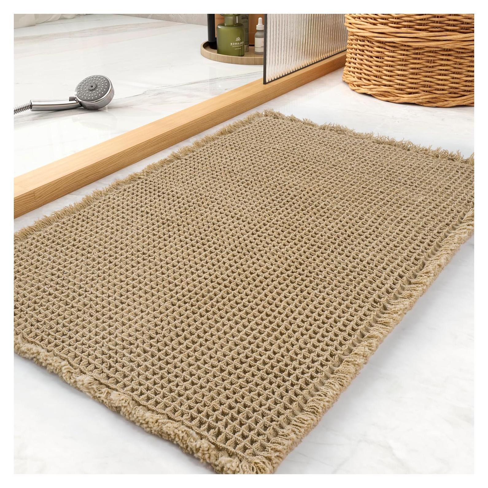 Alfombra de Baño Antideslizante tchdio Waffle 45x76 cm Marrón