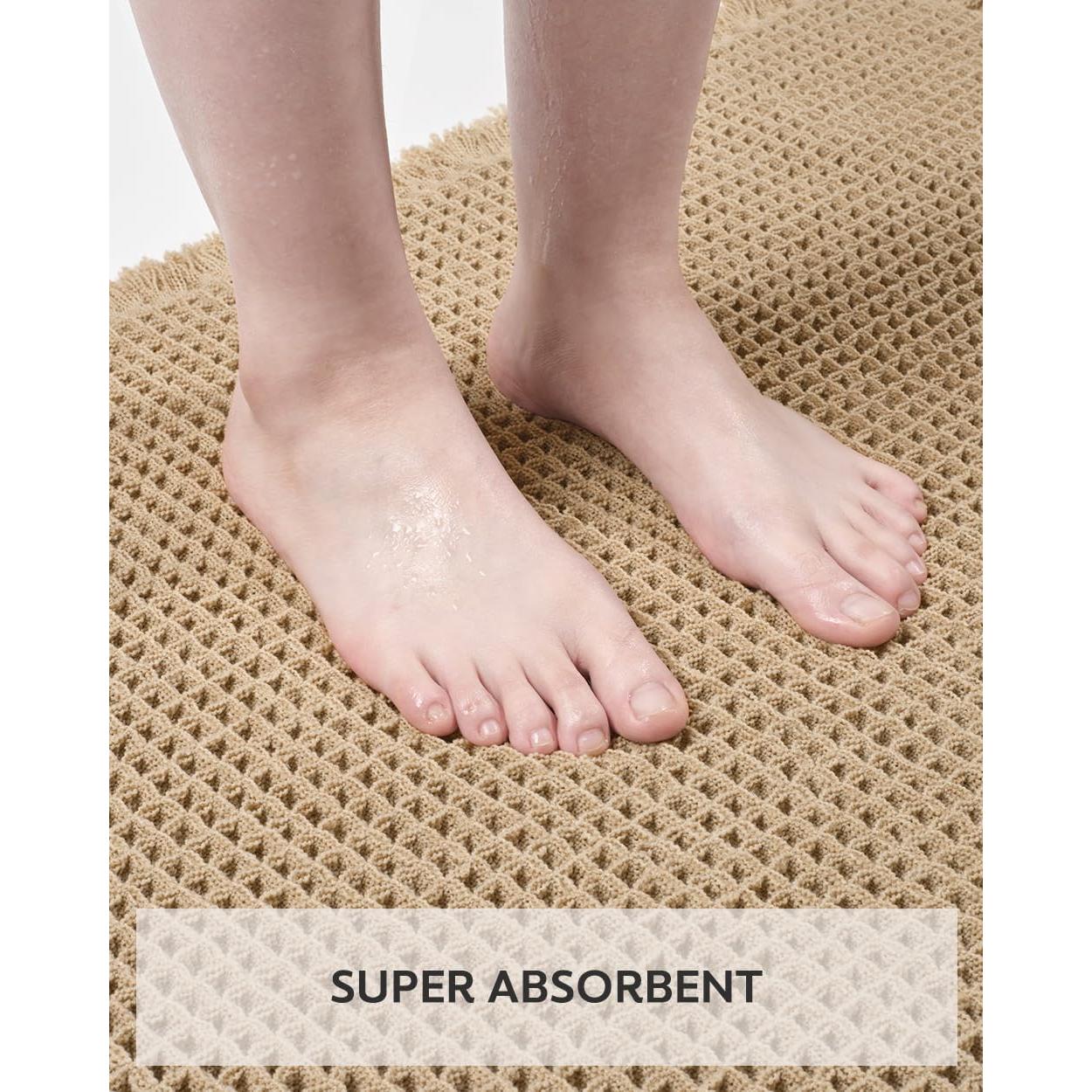 Alfombra de Baño Antideslizante tchdio Waffle 45x76 cm Marrón