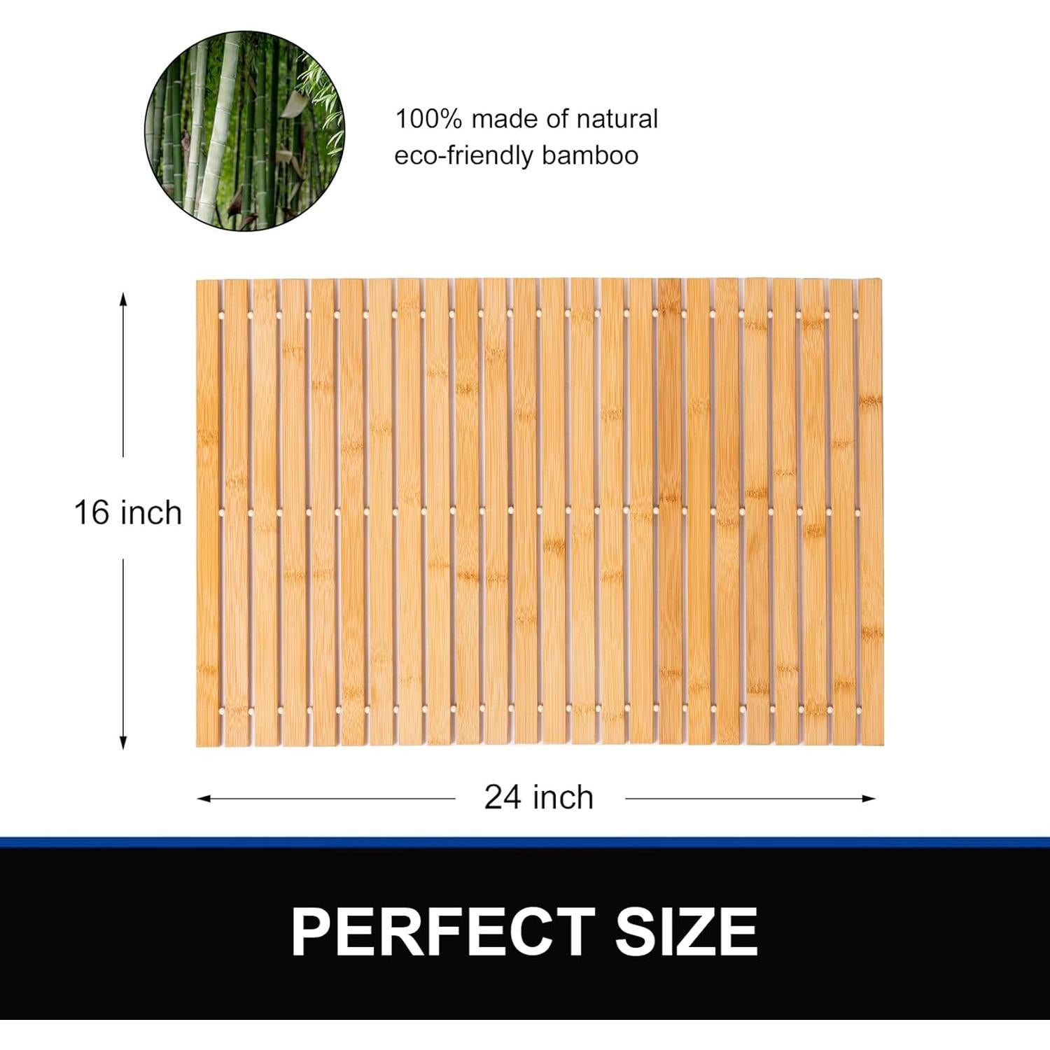 Alfombra de Baño Fovlaurs de Bambú Natural 40x60 cm Antideslizante