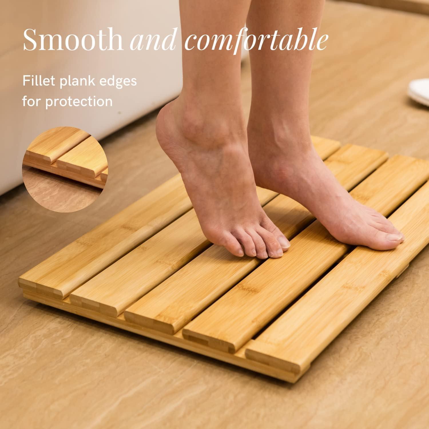 Alfombra de Baño Antideslizante GOBAM de Bambú Natural 50x33cm