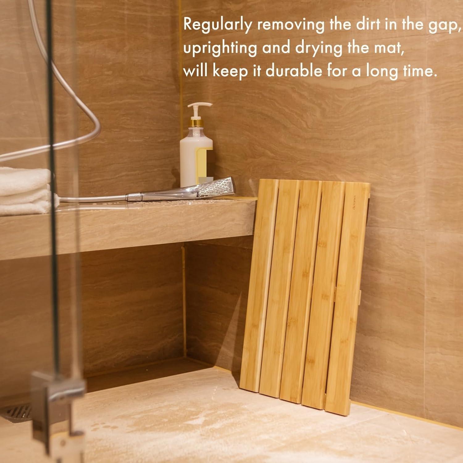 Alfombra de Baño Antideslizante GOBAM de Bambú Natural 50x33cm