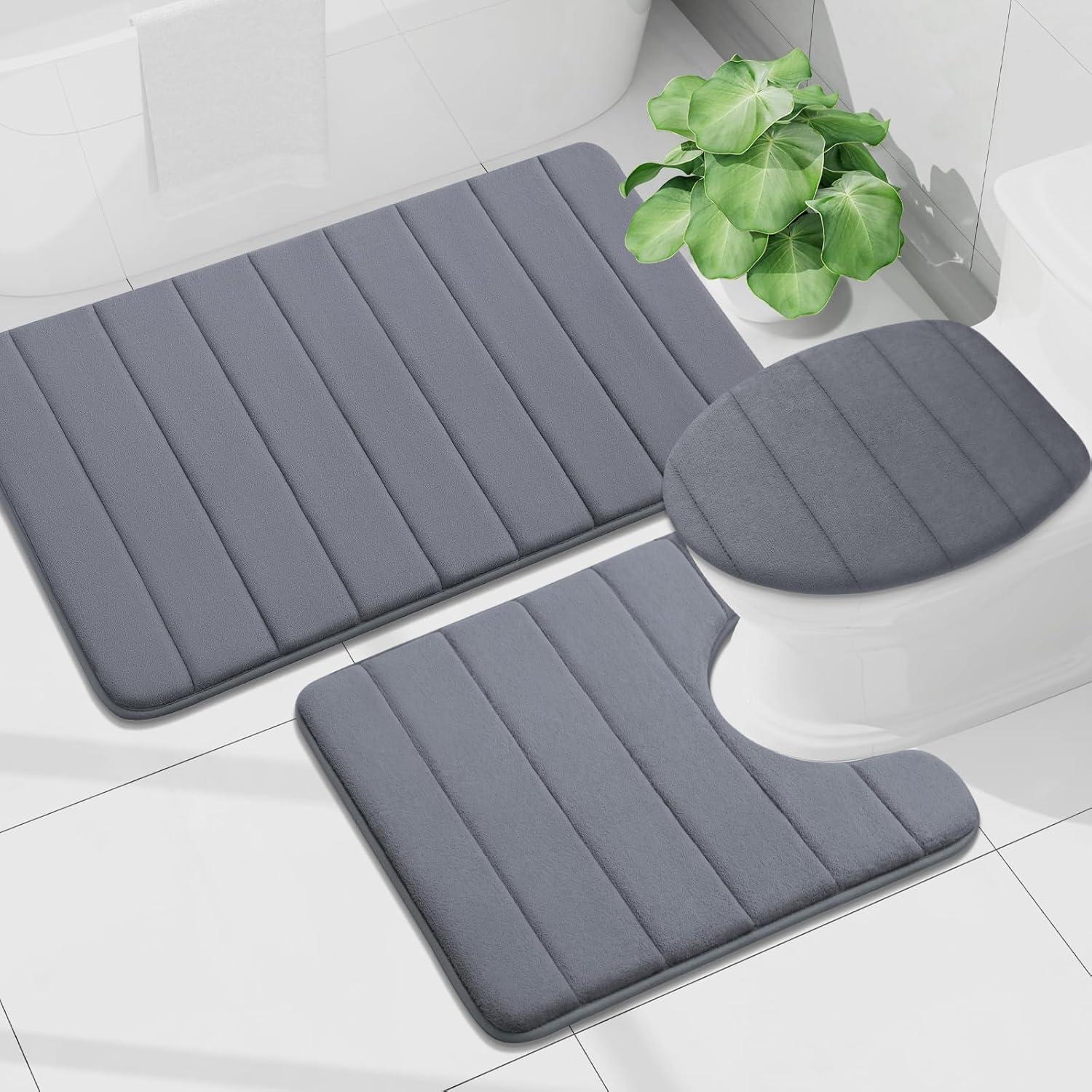 Juego de Alfombrillas de Baño Buganda 2 Piezas Gris Oscuro