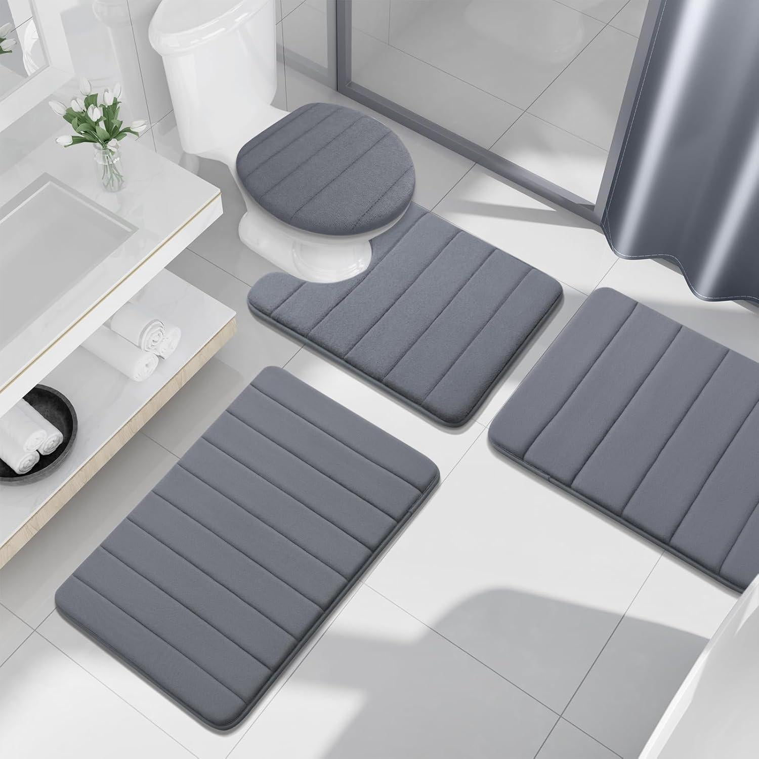 Juego de Alfombrillas de Baño Buganda 2 Piezas Gris Oscuro