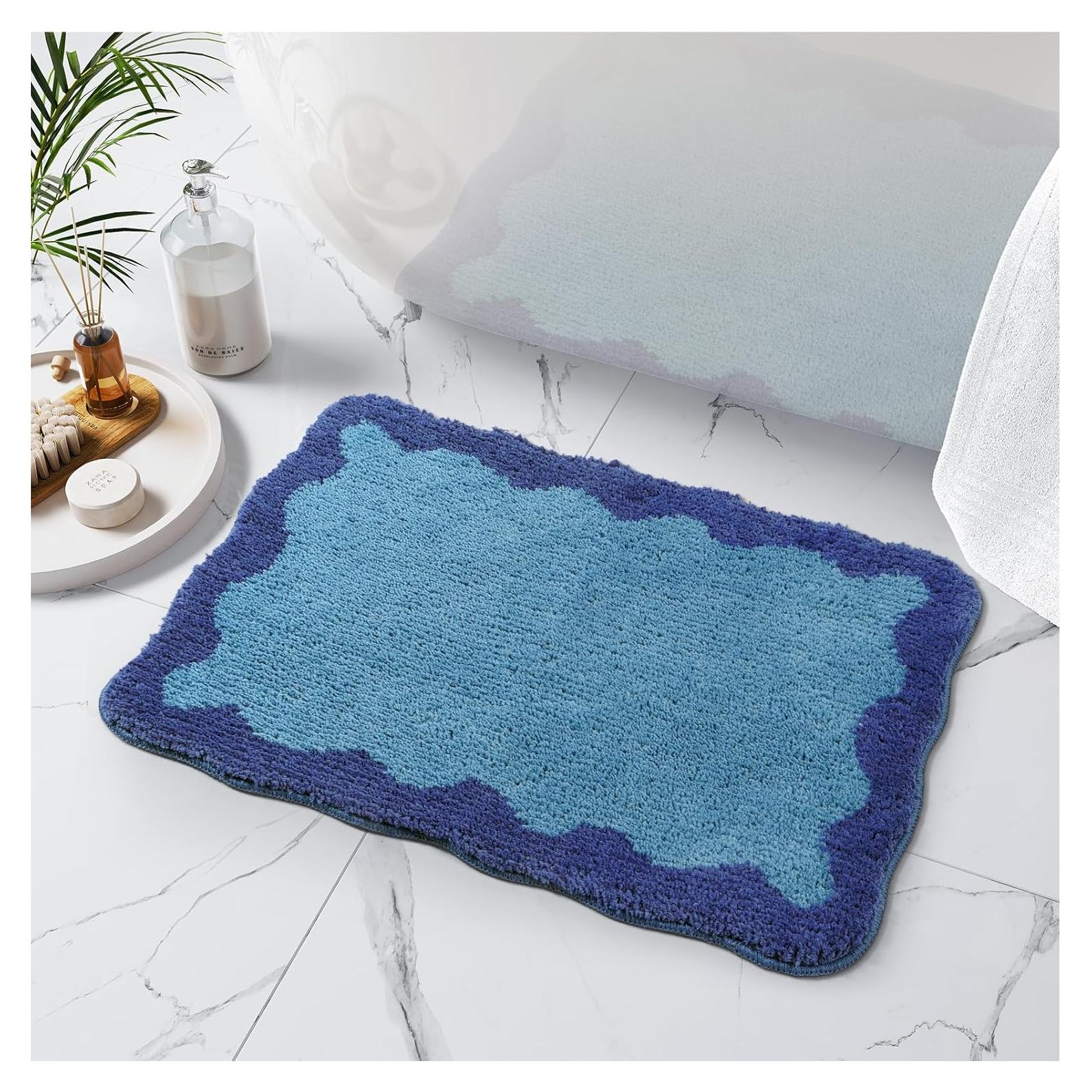 Alfombra de baño Uphome Wave 46x66 cm azul antideslizante