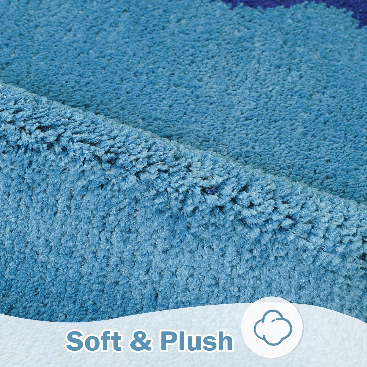 Alfombra de baño Uphome Wave 46x66 cm azul antideslizante