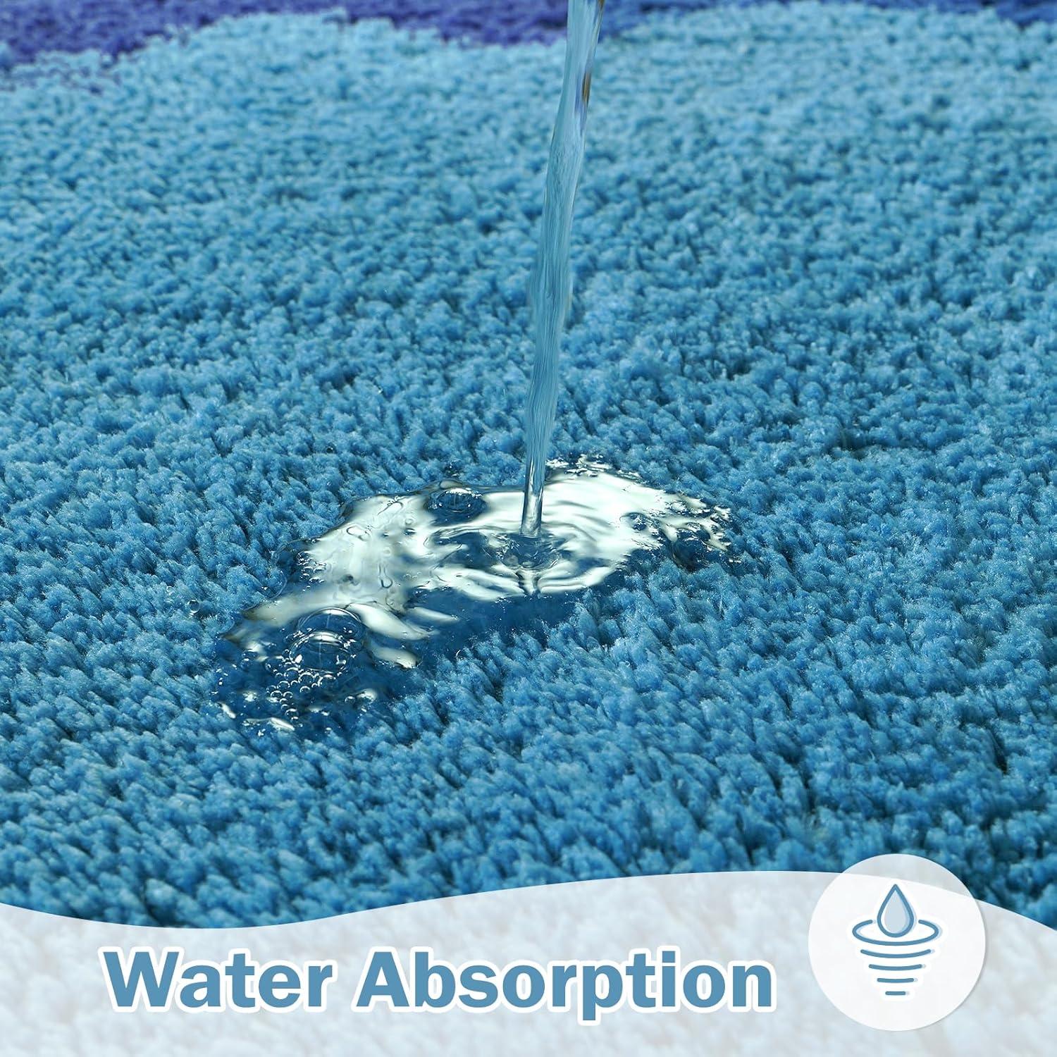 Alfombra de baño Uphome Wave 46x66 cm azul antideslizante