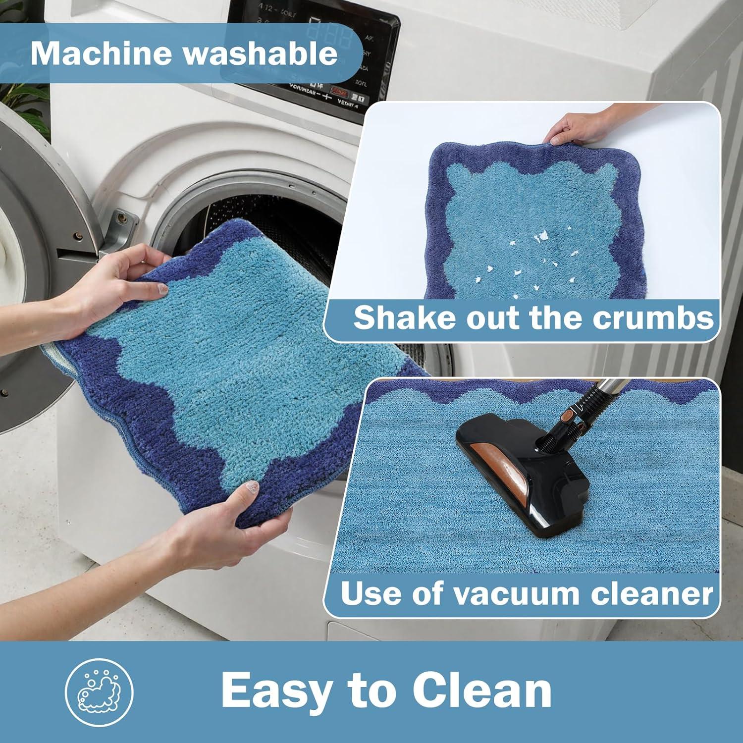 Alfombra de baño Uphome Wave 46x66 cm azul antideslizante