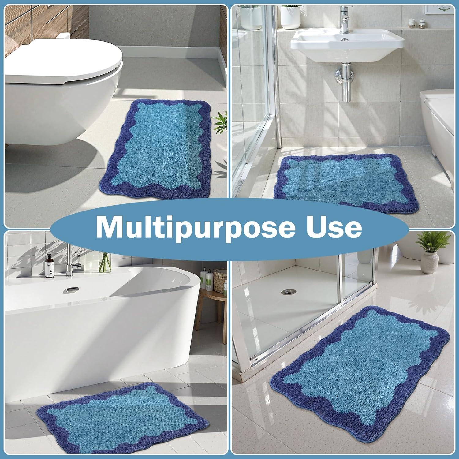 Alfombra de baño Uphome Wave 46x66 cm azul antideslizante