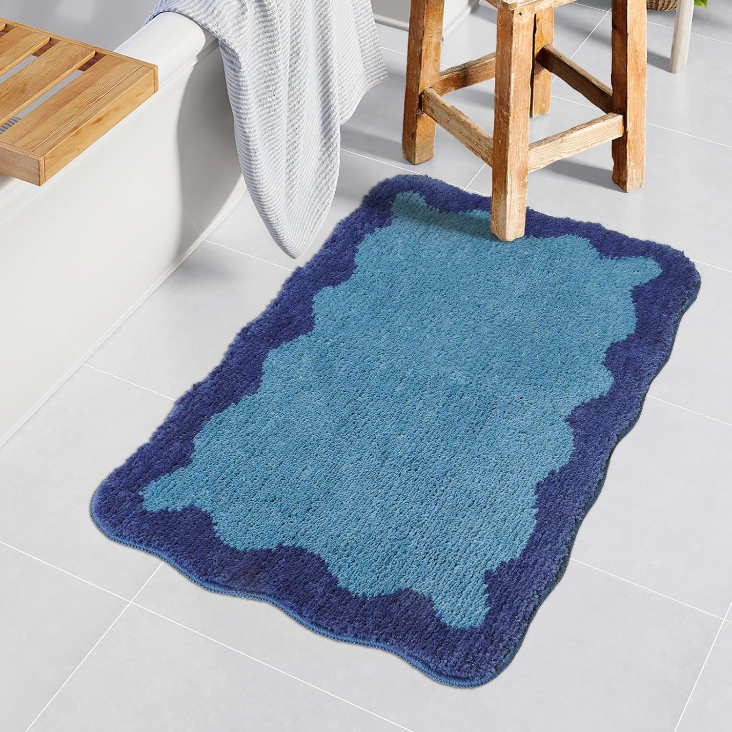 Alfombra de baño Uphome Wave 46x66 cm azul antideslizante