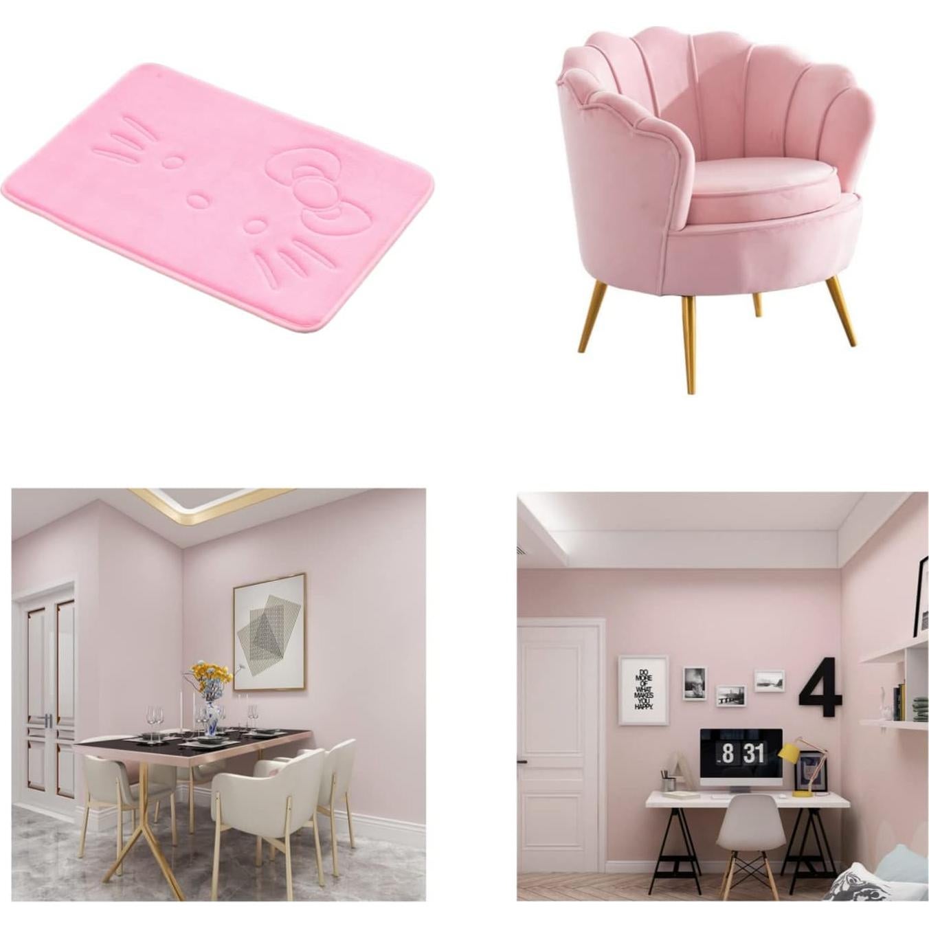 Alfombra de Área Rosa Cartoon Stay Young 40x60 cm Antideslizante