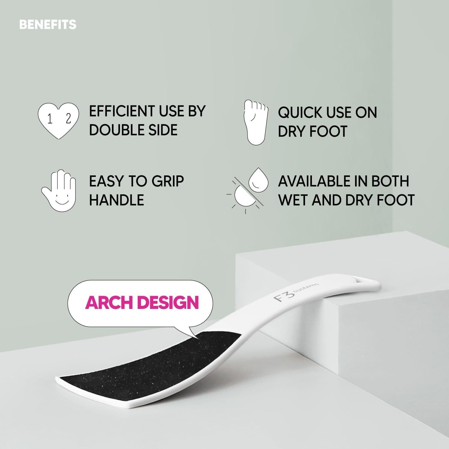 Lima de Pies Doble Cara F3 Systems - Pedicure Efectivo 2 Pcs