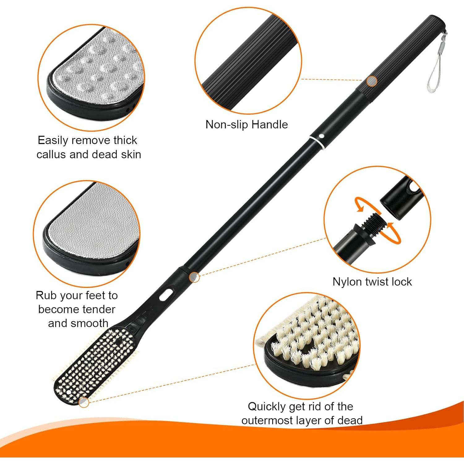 Cepillo y Lima para Pies Gobiteli con Mango Telescópico 47.6-65.8 cm