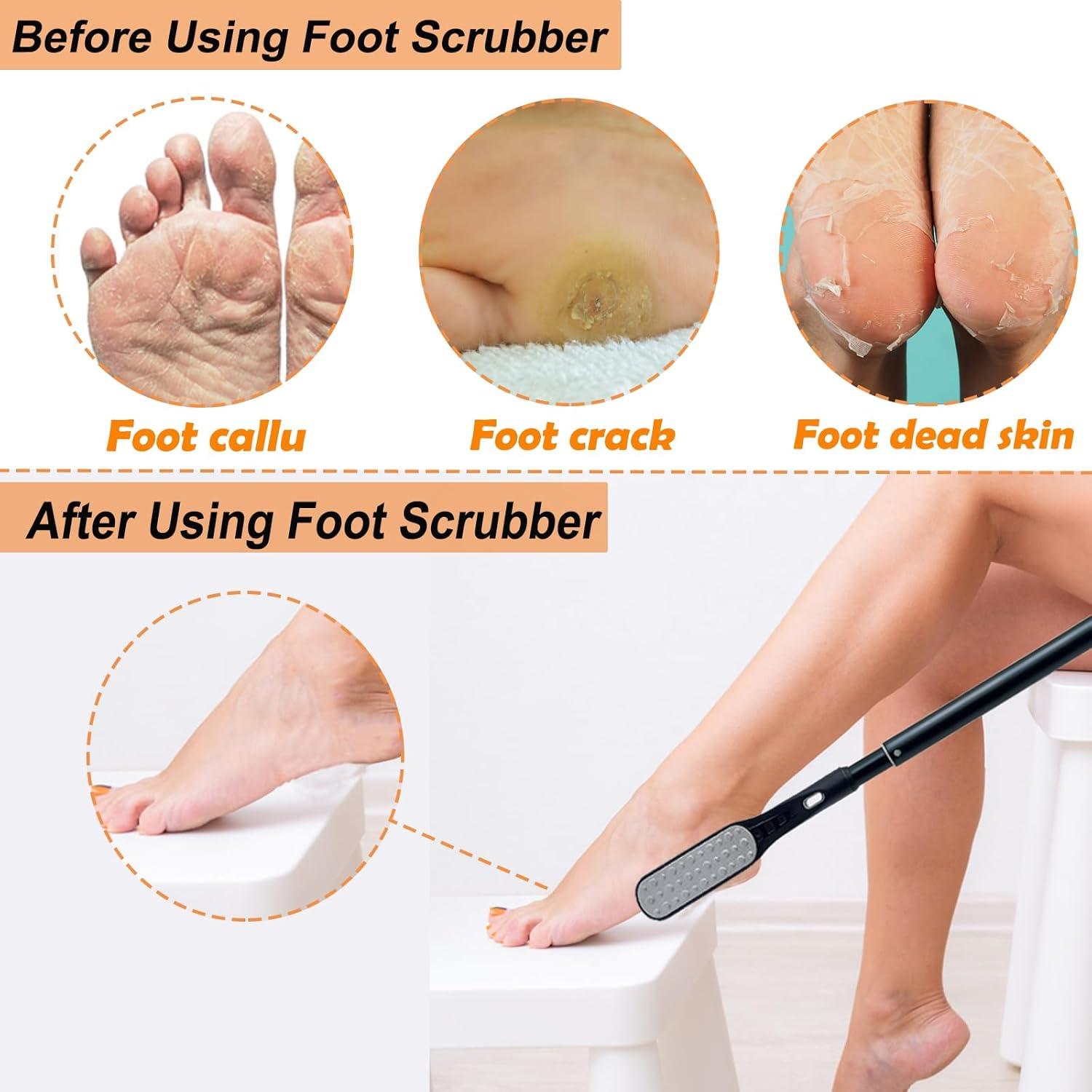 Cepillo y Lima para Pies Gobiteli con Mango Telescópico 47.6-65.8 cm