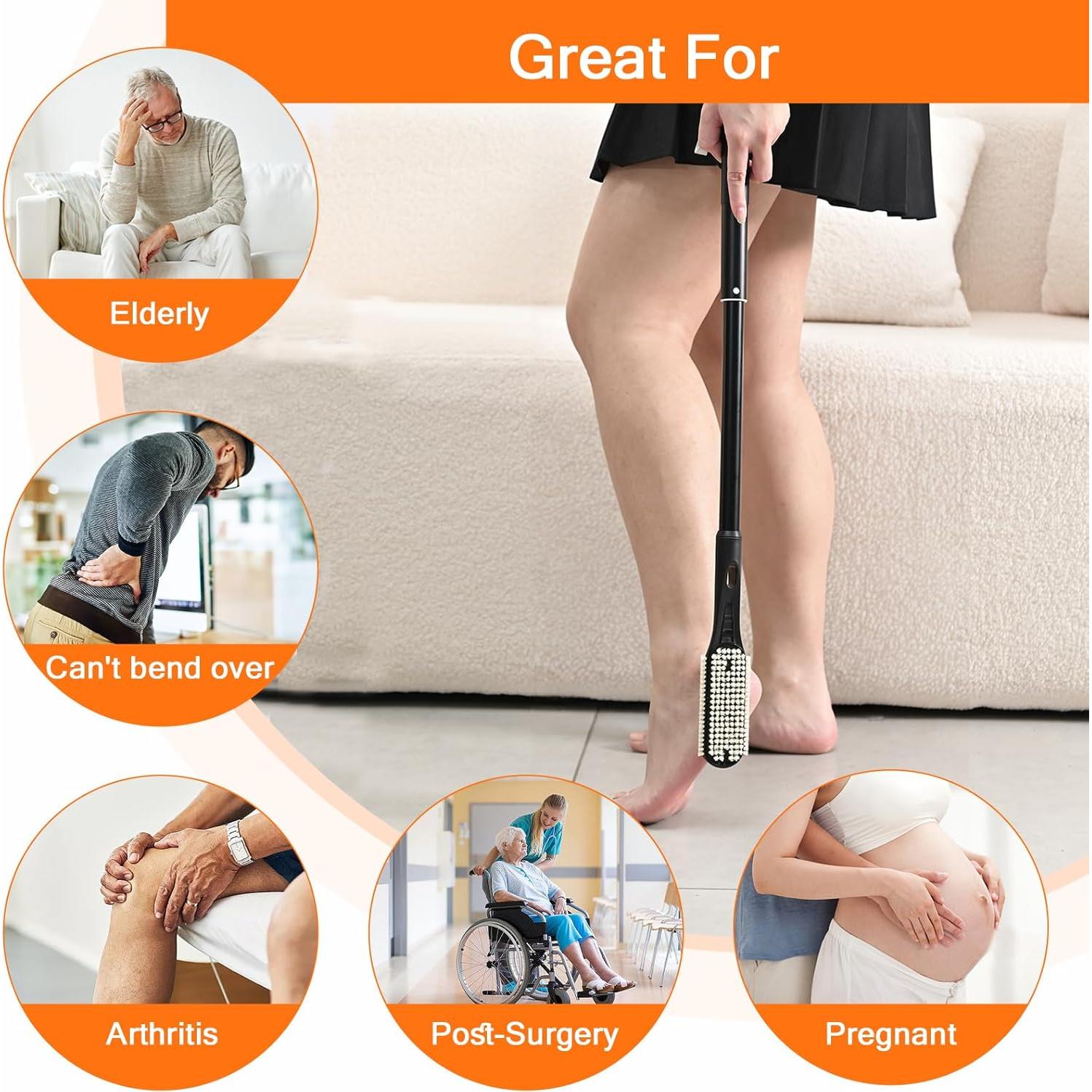 Cepillo y Lima para Pies Gobiteli con Mango Telescópico 47.6-65.8 cm