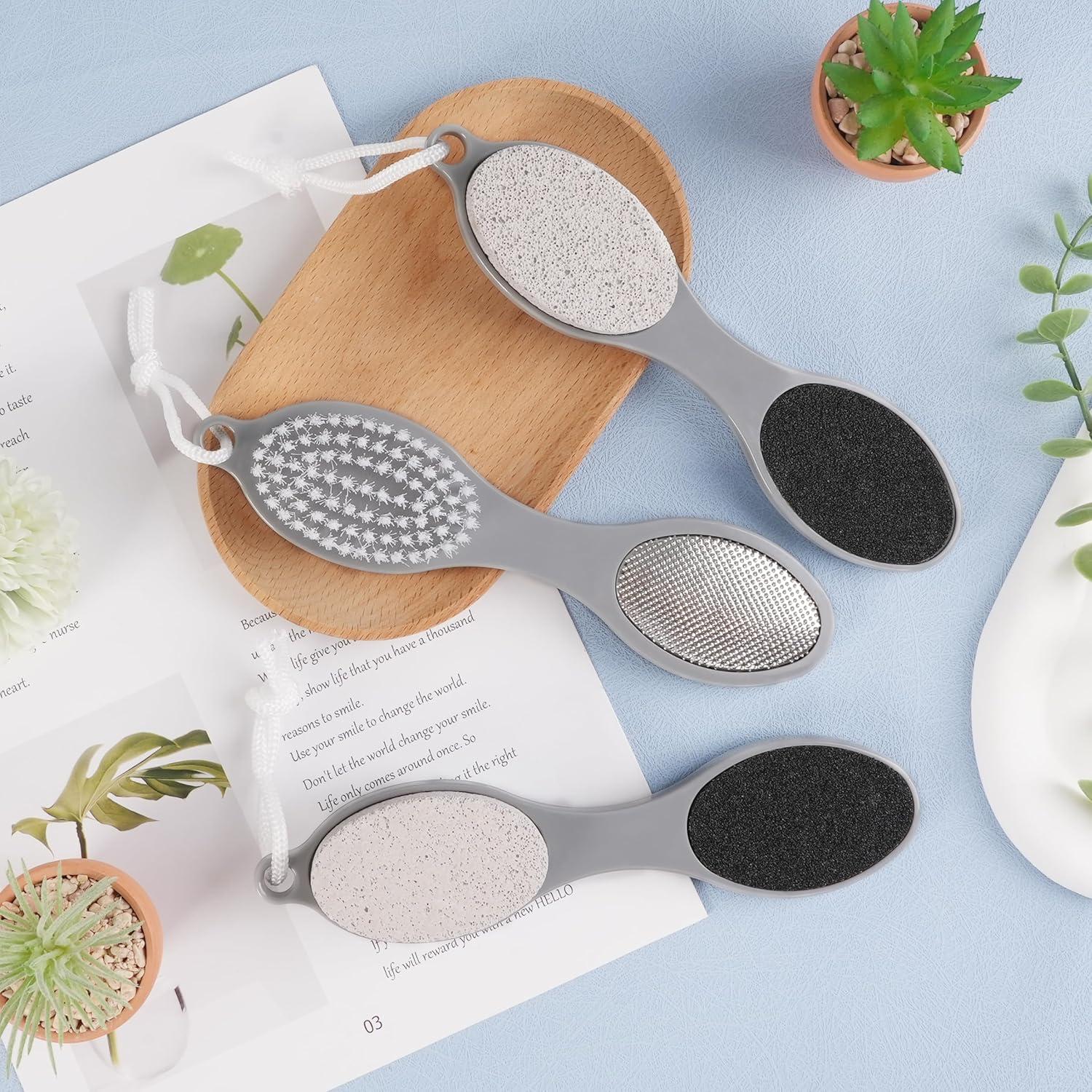 Kit 4 en 1 Cepillo para Pies Exfoliante con Piedra Pómez