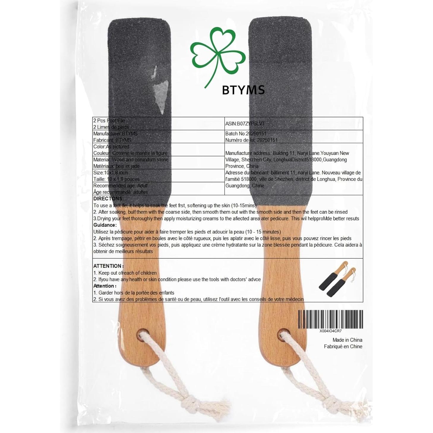 Lima para Pies BTYMS 2 Piezas Removedor de Callos Mango Madera