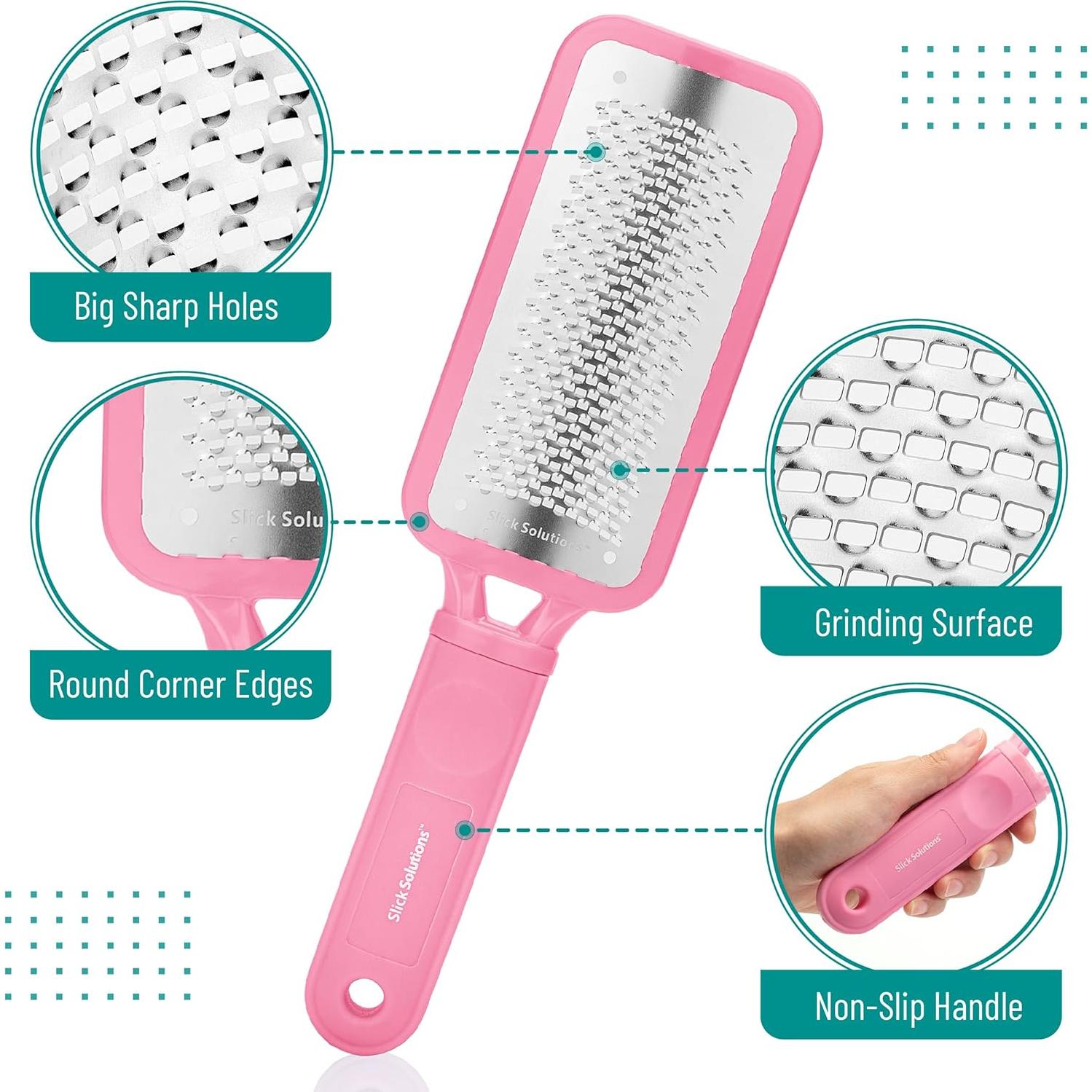 Removedor de Callos Slick Foot File Rosa - Lima de Acero Inoxidable