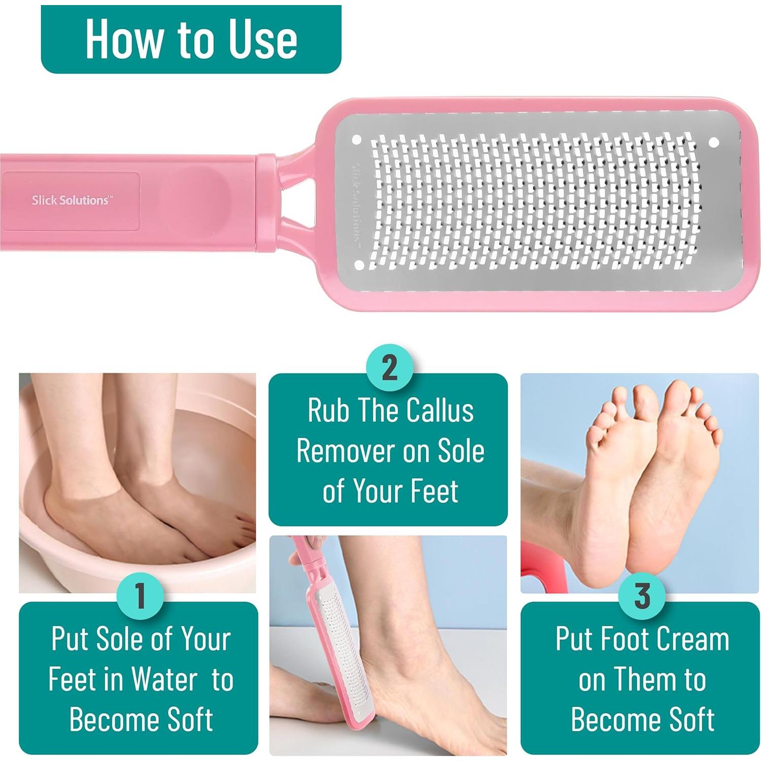 Removedor de Callos Slick Foot File Rosa - Lima de Acero Inoxidable
