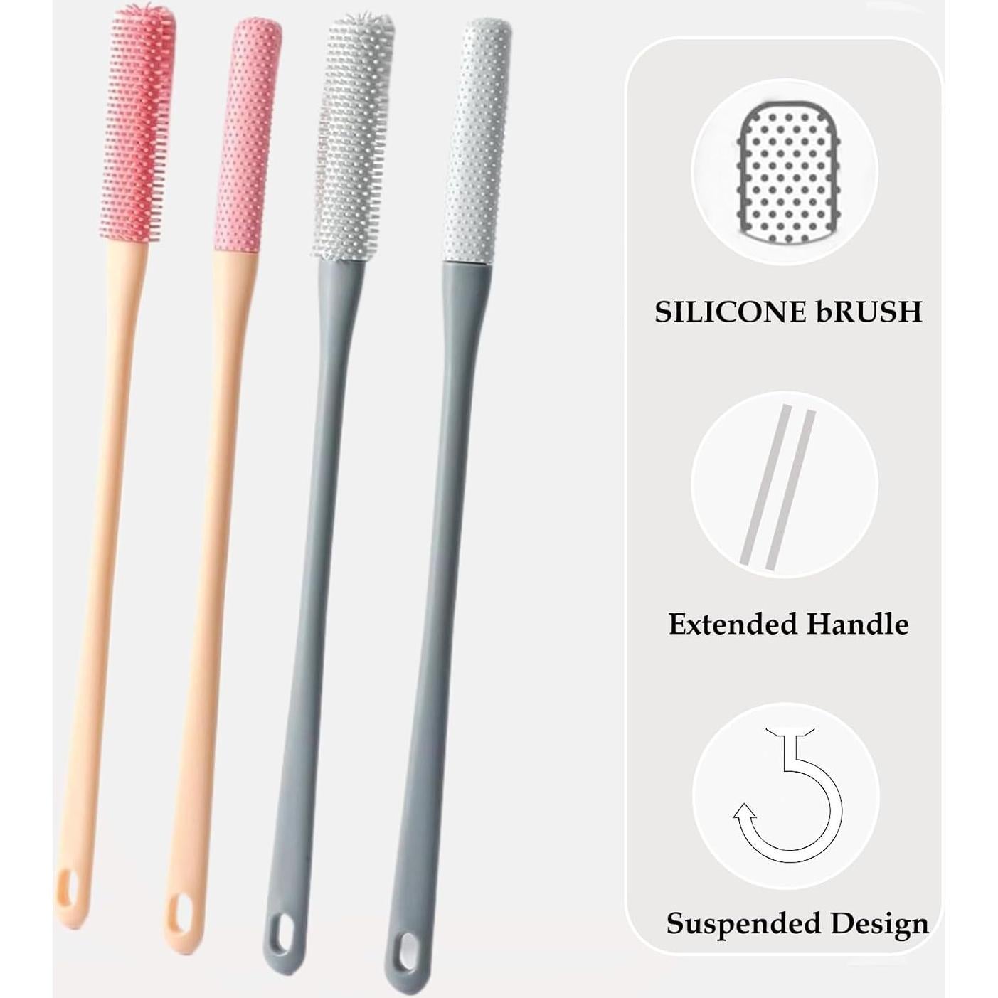 Cepillo para Limpiar Dedos de los Pies Easkite - Mango Largo, Silicona Suave