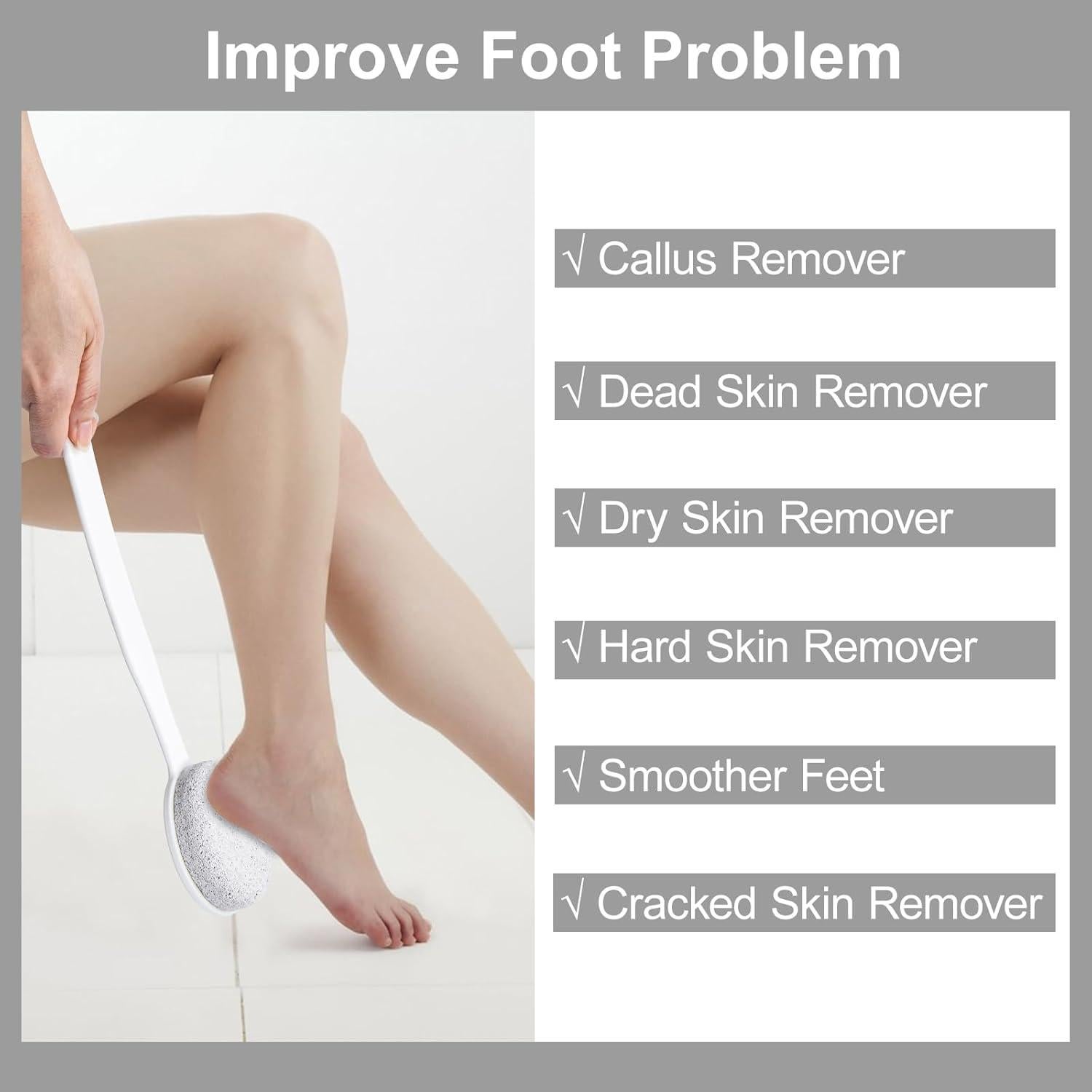 Piedra Pómez para Pies Beomeen con Mango Largo 34.8 cm