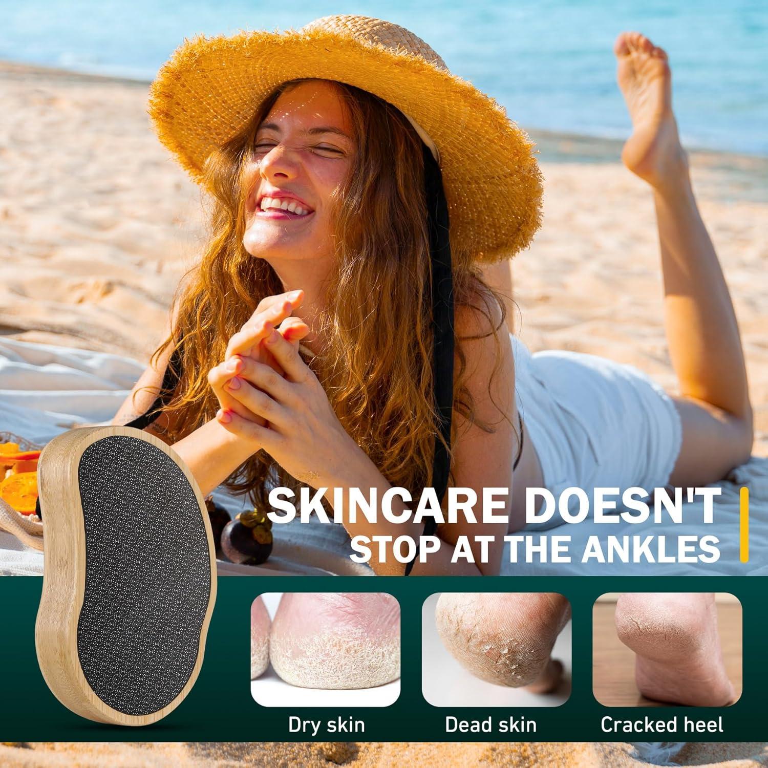 Lima de Pies FVION Nano Glass con Mango de Bambú - Exfoliador Amarillo