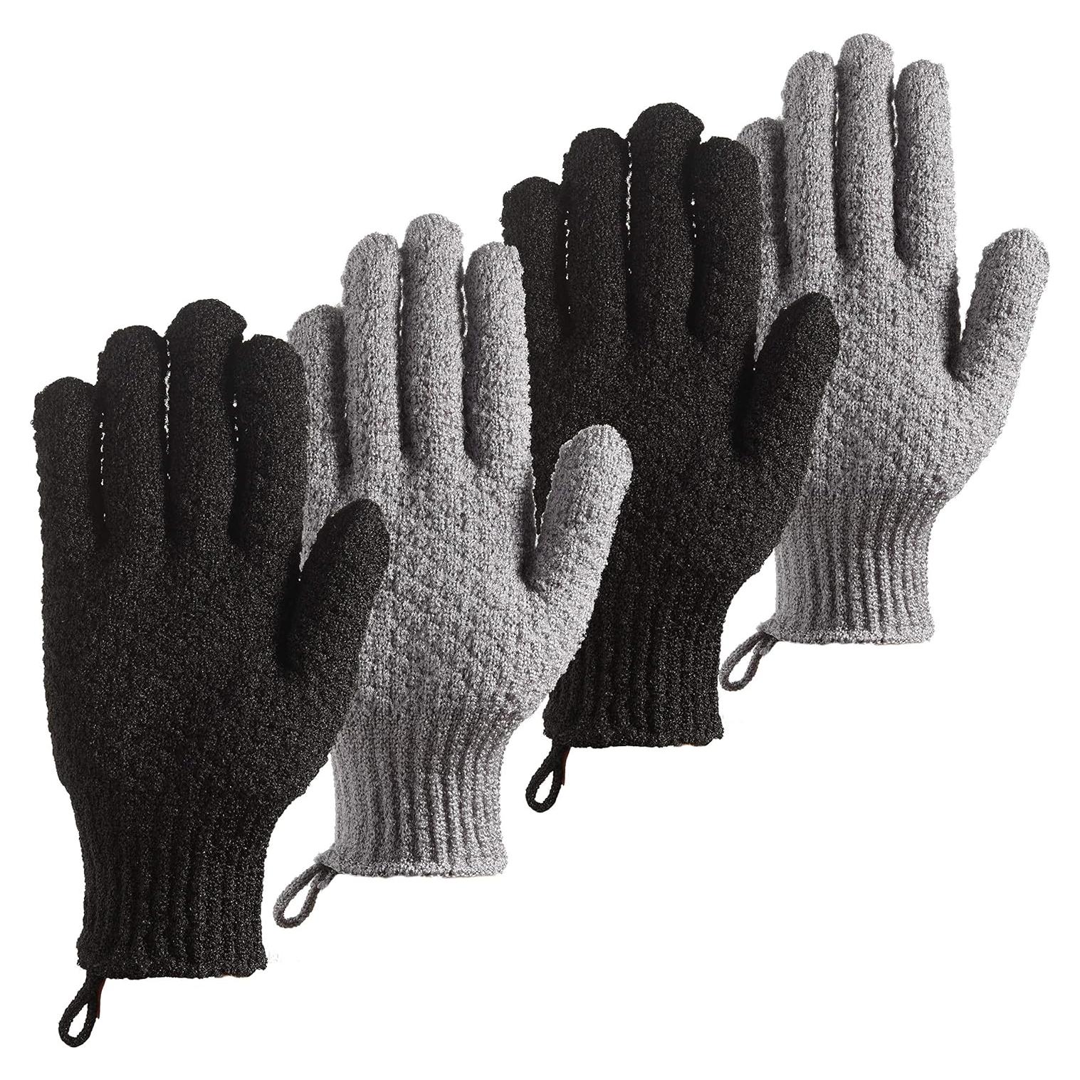 Guantes Exfoliantes para Baño Cleedy - 4 Pcs, Nylon Texturizado