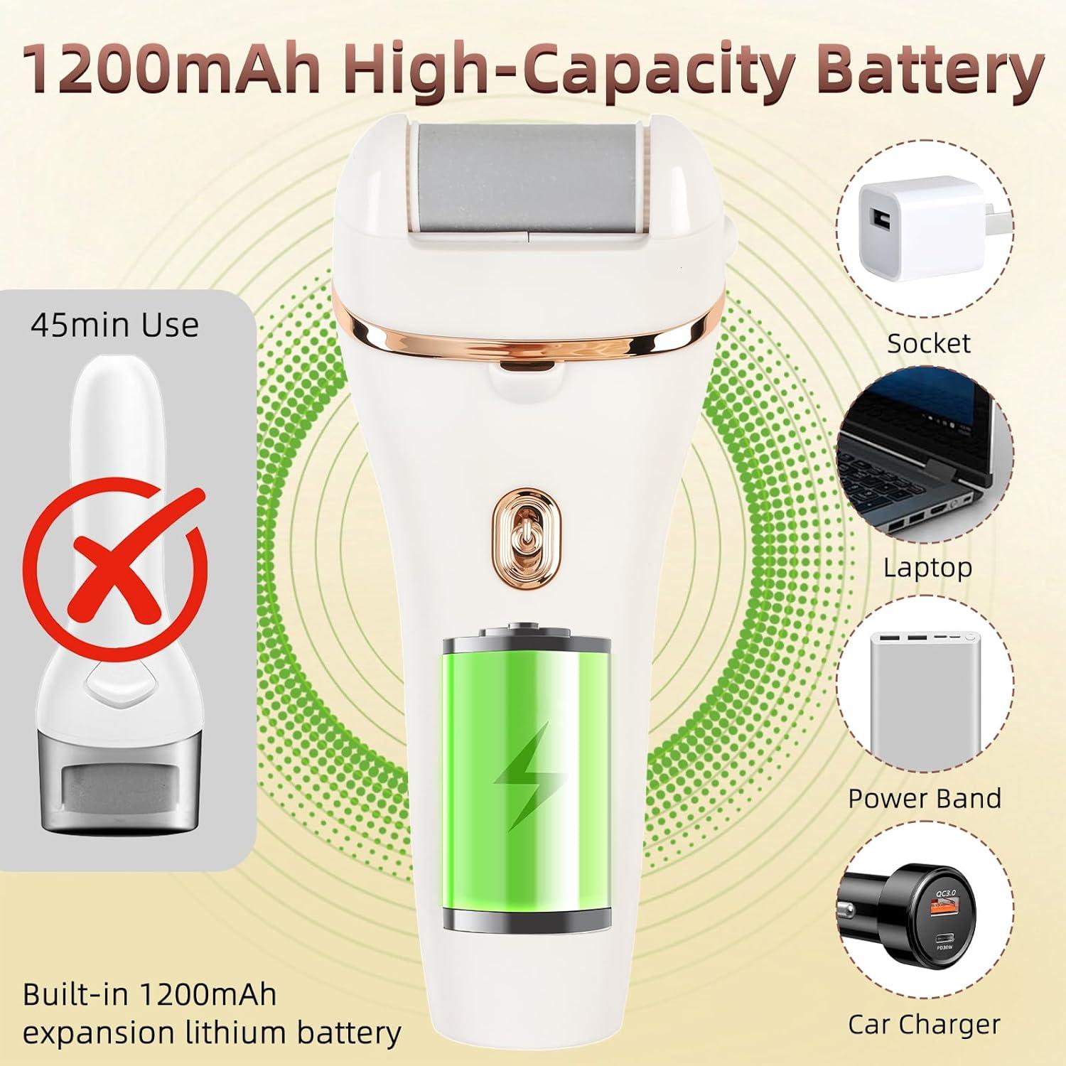 Limpiador de pies eléctrico Meyluth con 3 rodillos y 2 velocidades