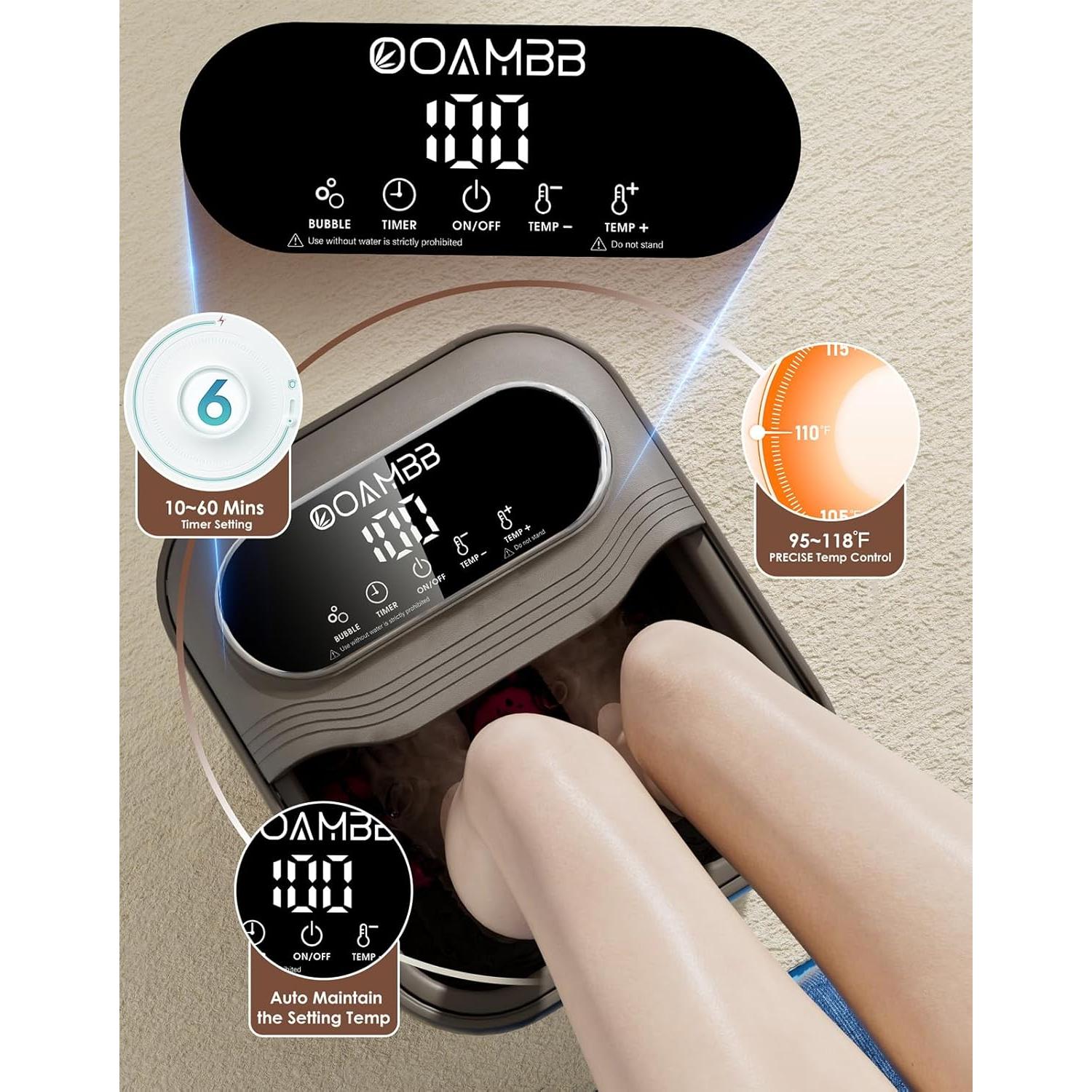 Bañera de pies plegable OOAMBB BE-F1200 con calor y burbujas