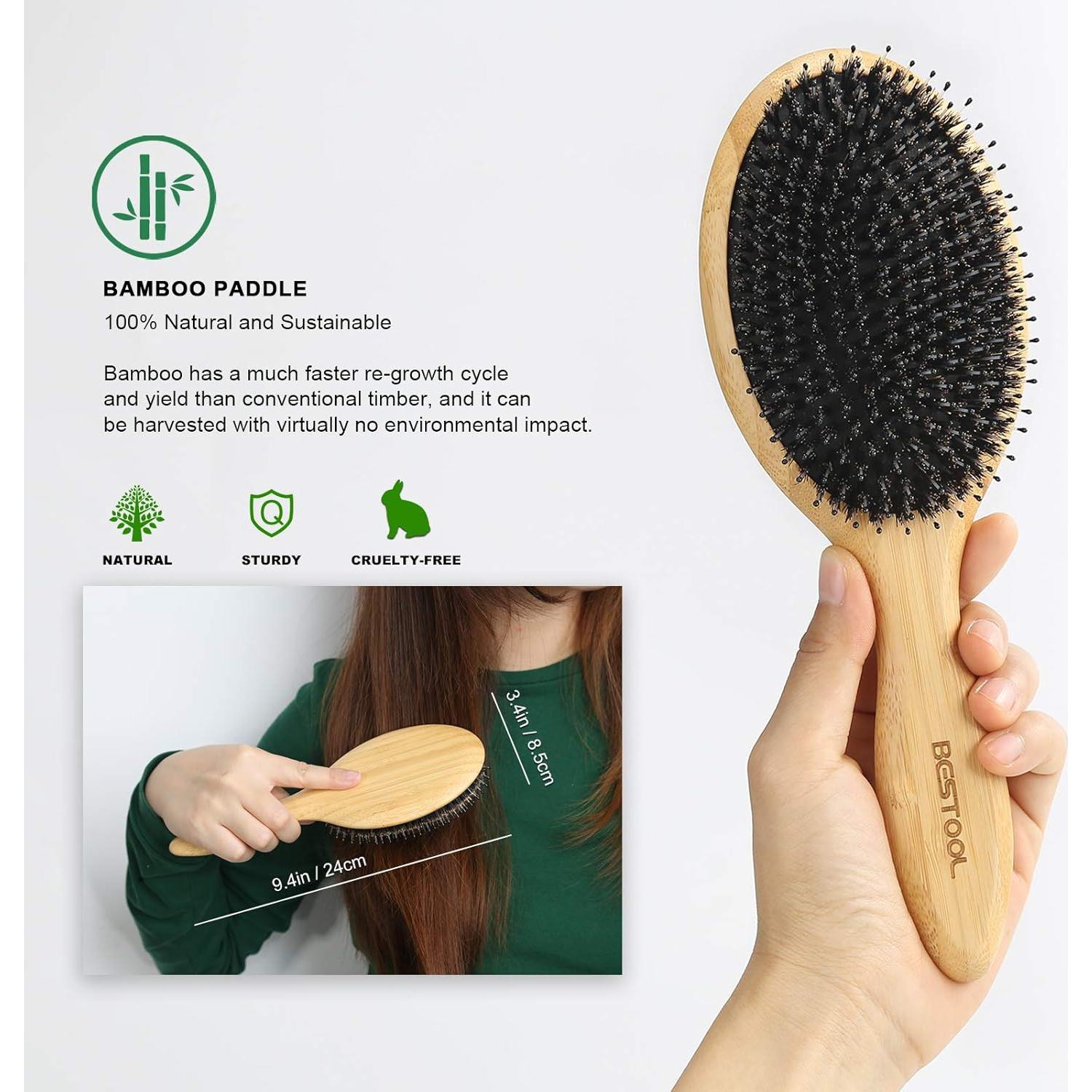 Cepillo de Cabello BESTOOL Ovalado de Cerda de Jabalí y Nylon