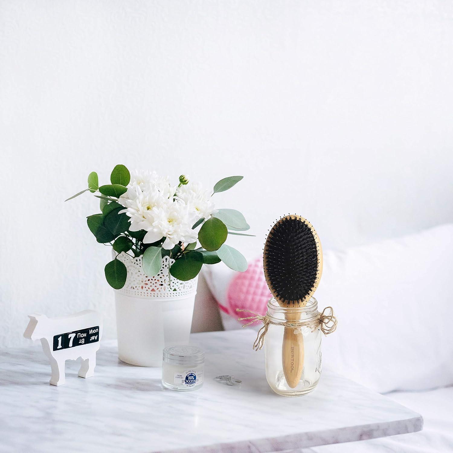 Cepillo de Cabello BESTOOL Ovalado de Cerda de Jabalí y Nylon